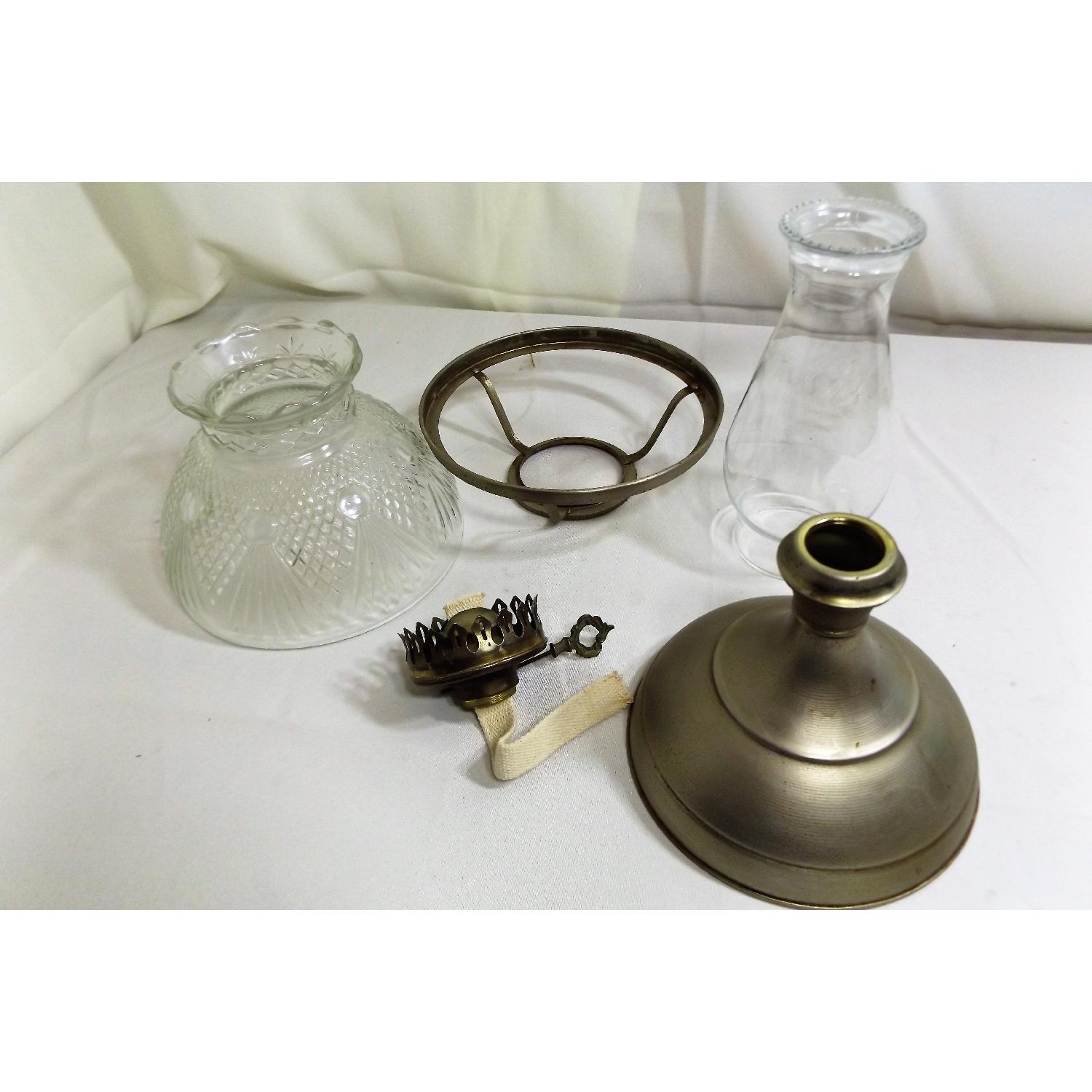 Vintage Kaadan Ltd. Wheatland Oil Lamp w/ Brass/Nickel Base & Glass Shade - image-4