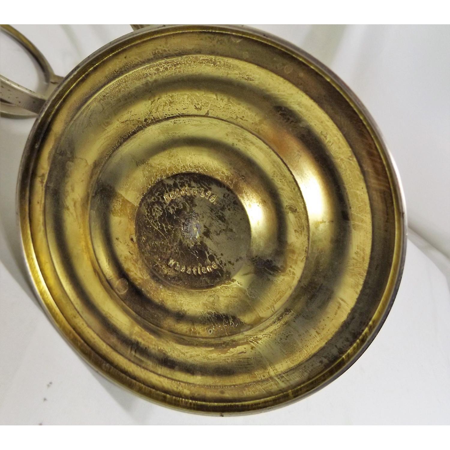 Vintage Kaadan Ltd. Wheatland Oil Lamp w/ Brass/Nickel Base & Glass Shade - image-6