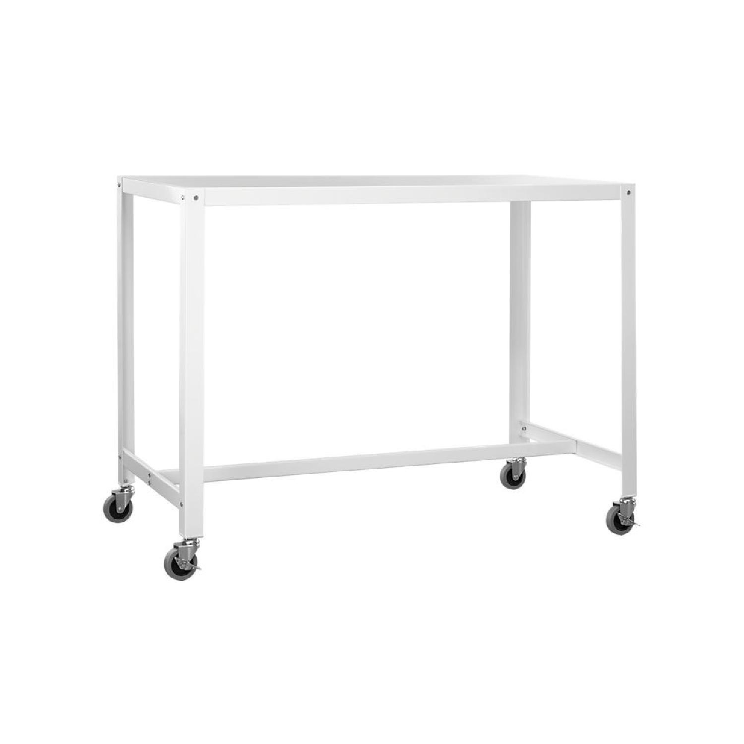 CB2 Go-Cart White Rolling Counter Table/Stand Up Desk - image-1