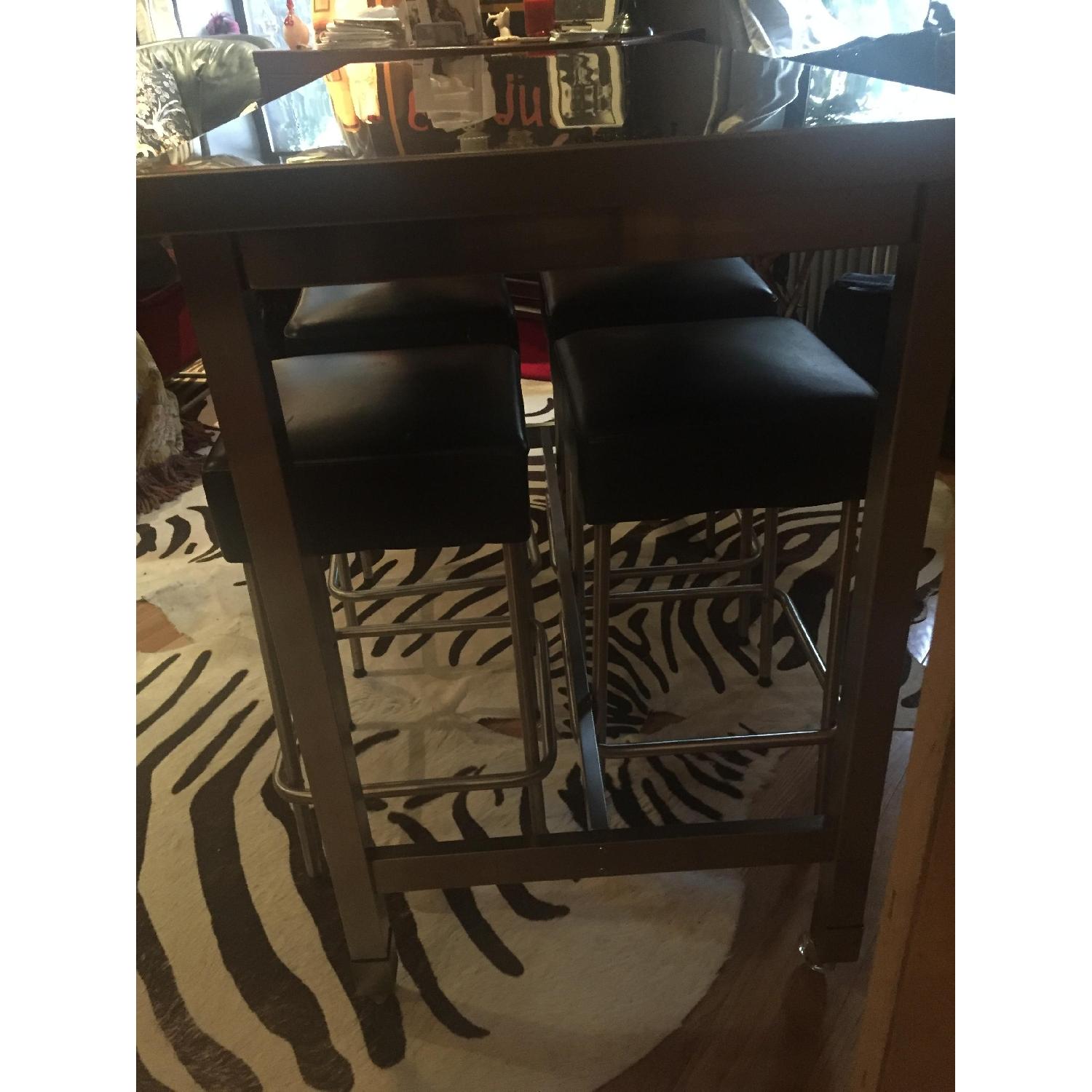 Ikea Stainless Steel Bar Table w/ 4 Stools - image-6