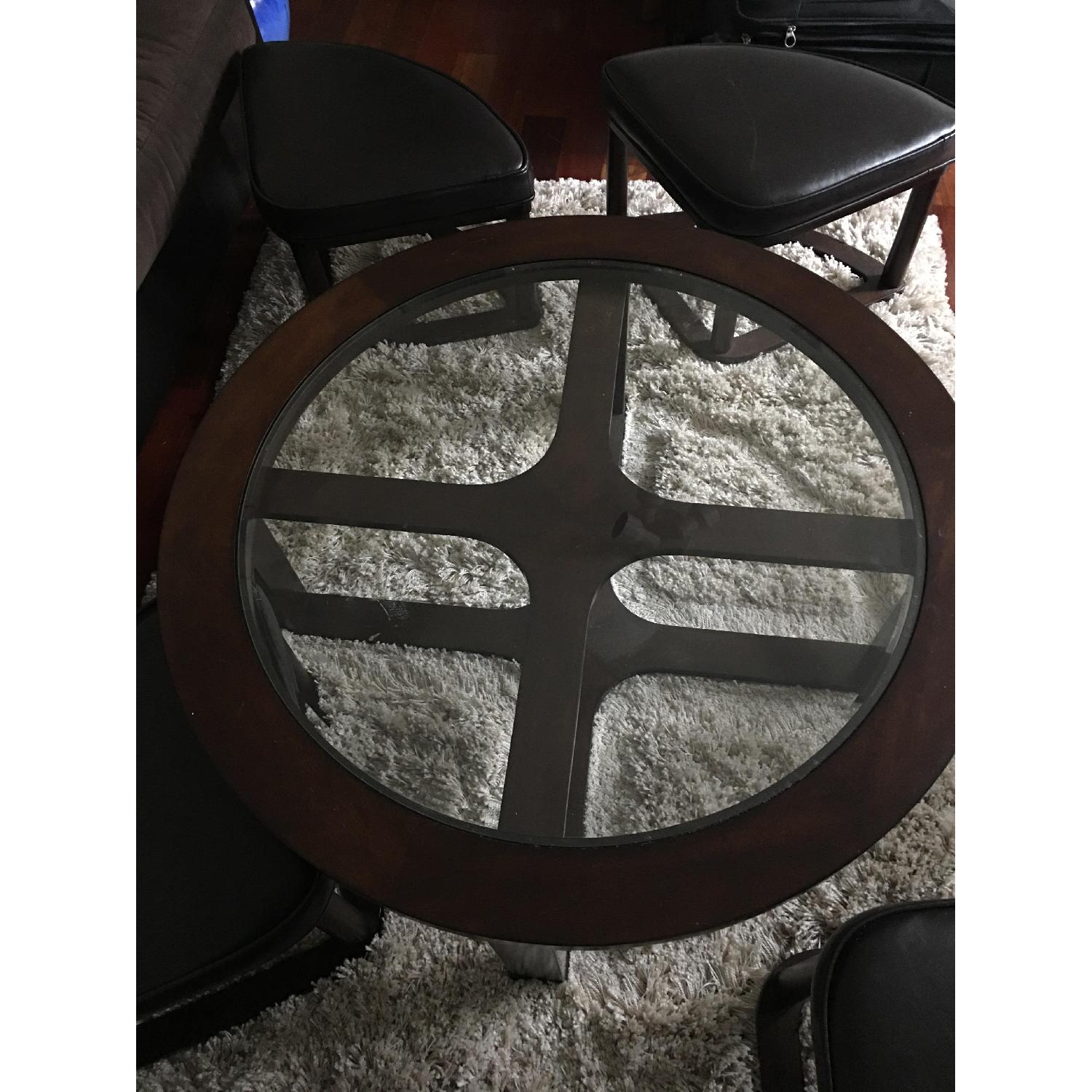 Jennifer Convertibles Coffee Table w/ 4 Pull Out Ottomans/Benches + 2 Matching Side Tables AptDeco