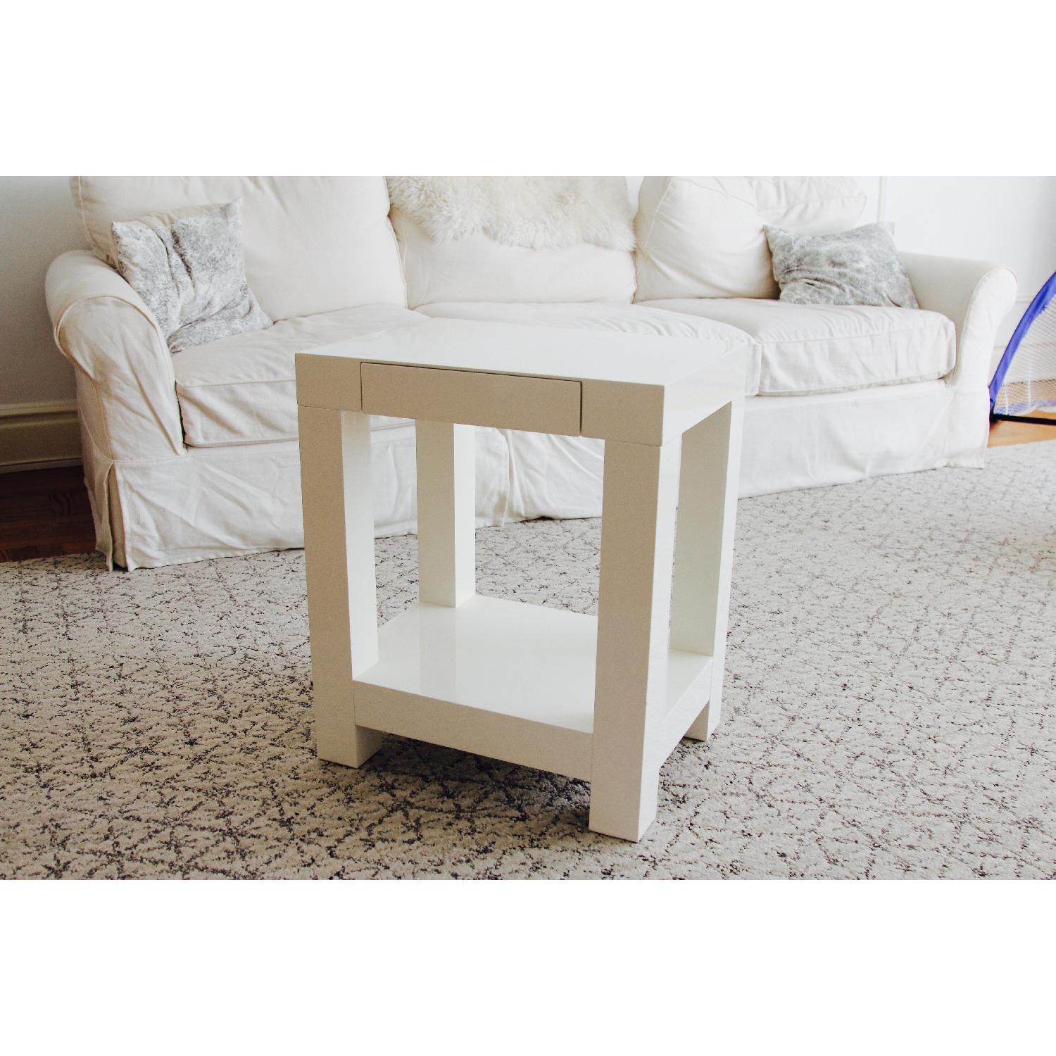 West Elm Parsons White Lacquer End Table - image-2
