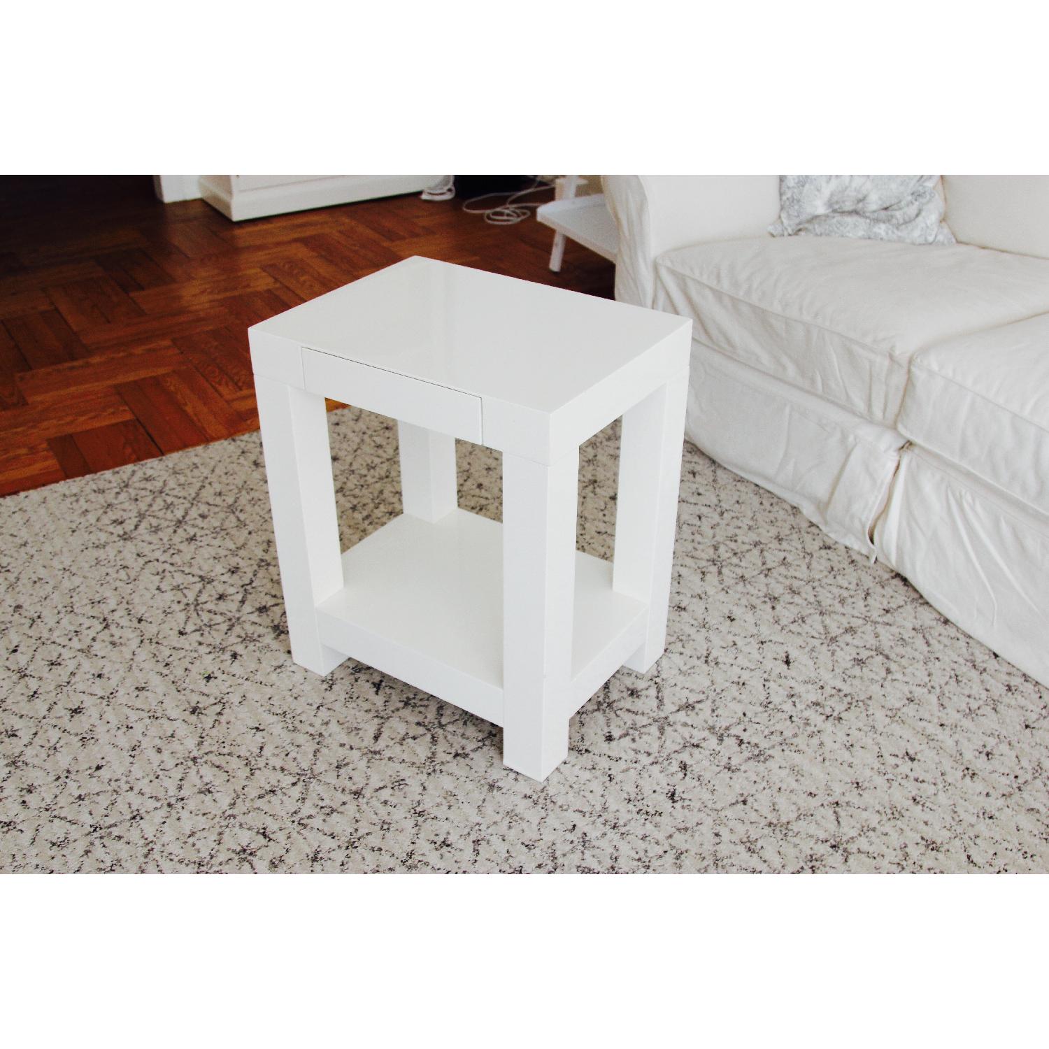 West Elm Parsons White Lacquer End Table - image-3
