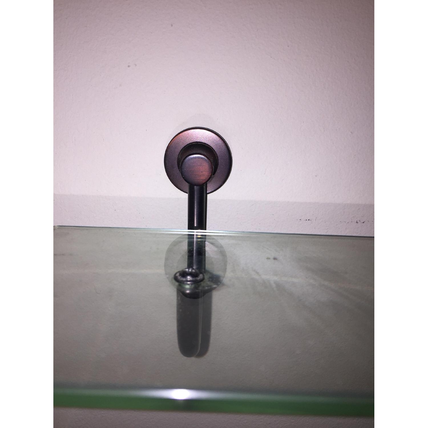 Pottery Barn Glass Shelves w/ Oil Rubbed Bronze Hardware - image-2