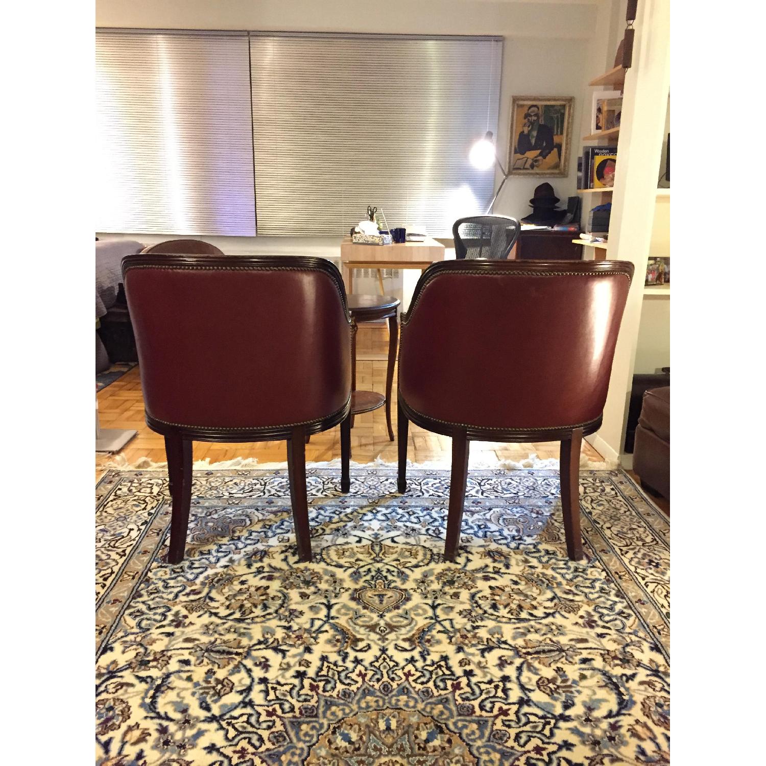 Cordovan Leather & Mahogany Club Chairs - image-5