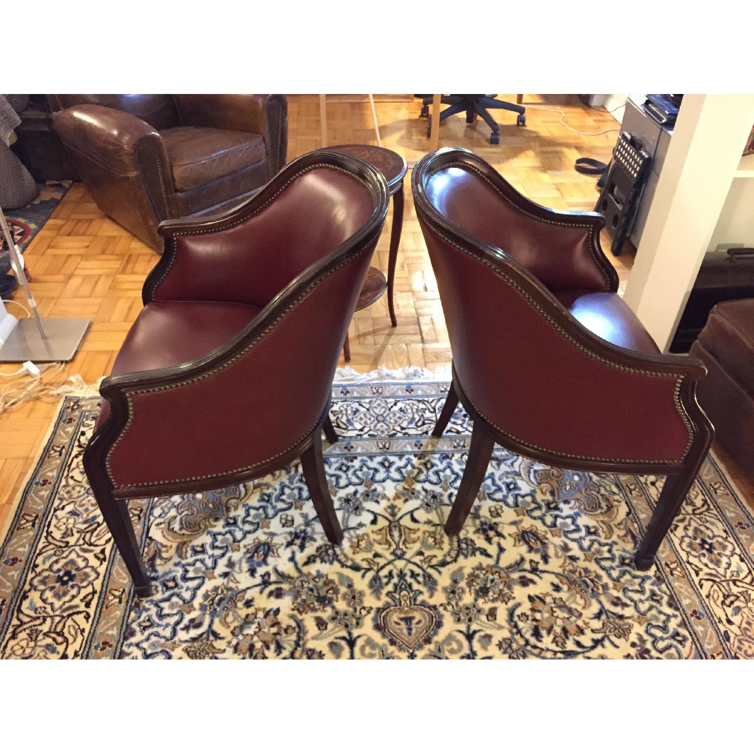 Cordovan Leather & Mahogany Club Chairs - image-6