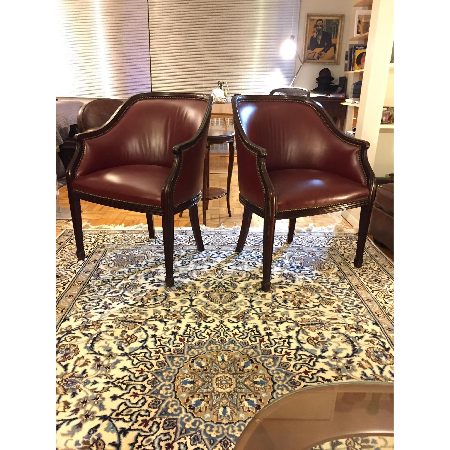 Cordovan Leather & Mahogany Club Chairs - image-8