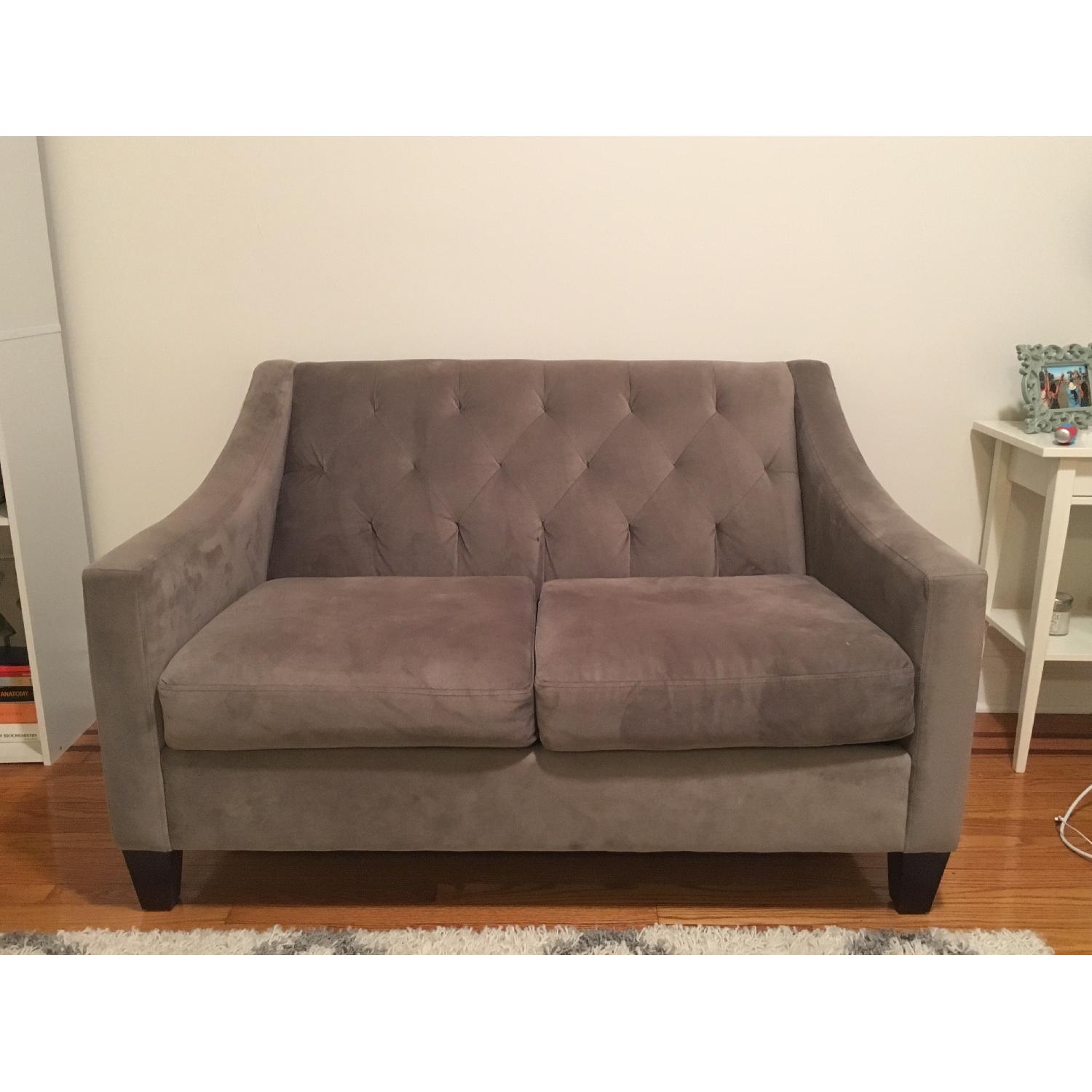 Macy's Chloe Grey Velvet Tufted Loveseat - image-1