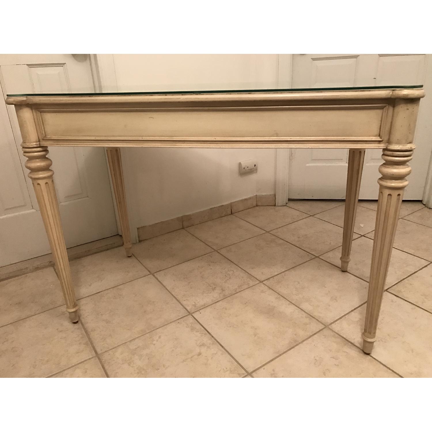 Ethan Allen Emily Petite Desk in Water Lilly w/ Glass Topper - image-4