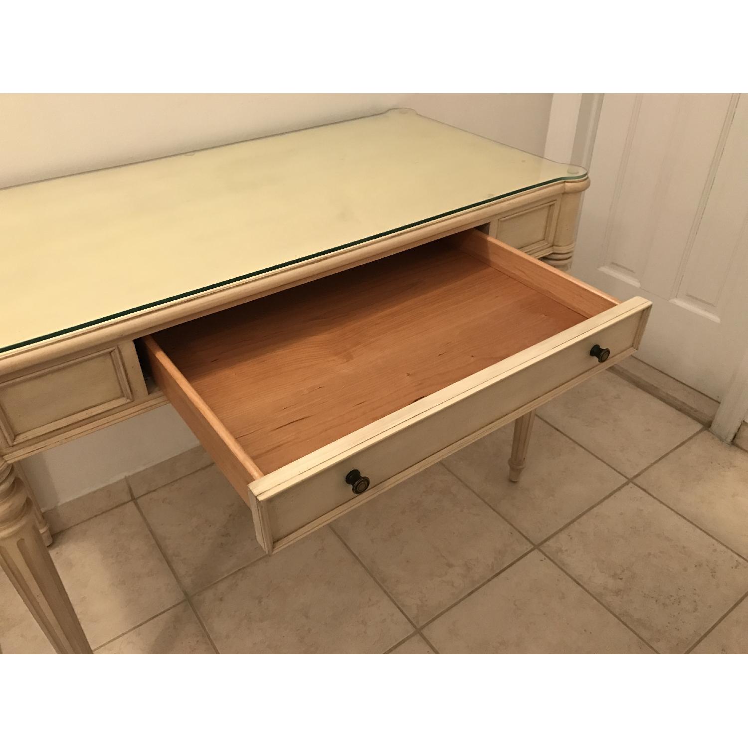 Ethan Allen Emily Petite Desk in Water Lilly w/ Glass Topper - image-6