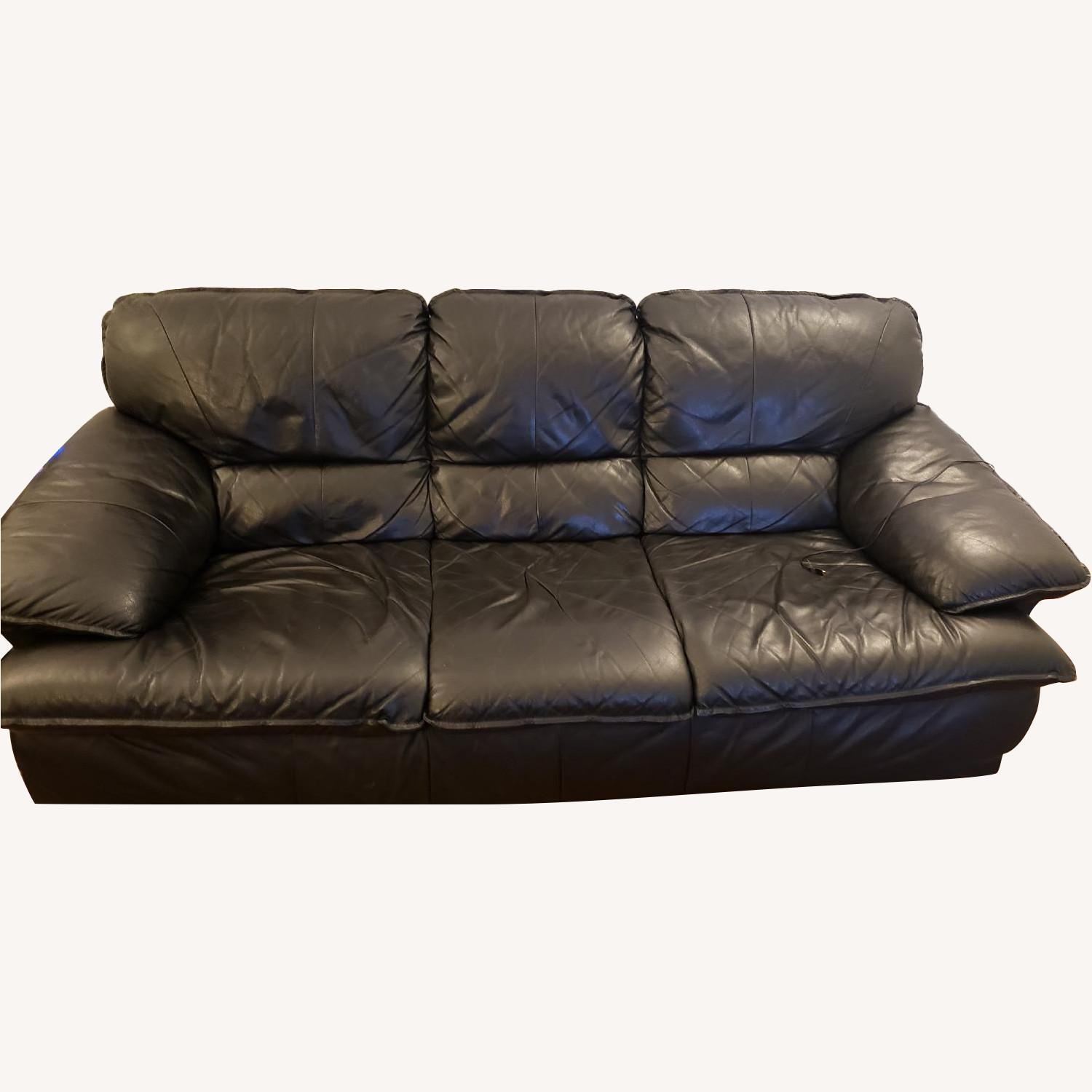 Black Leather 3 Seater Sofa AptDeco