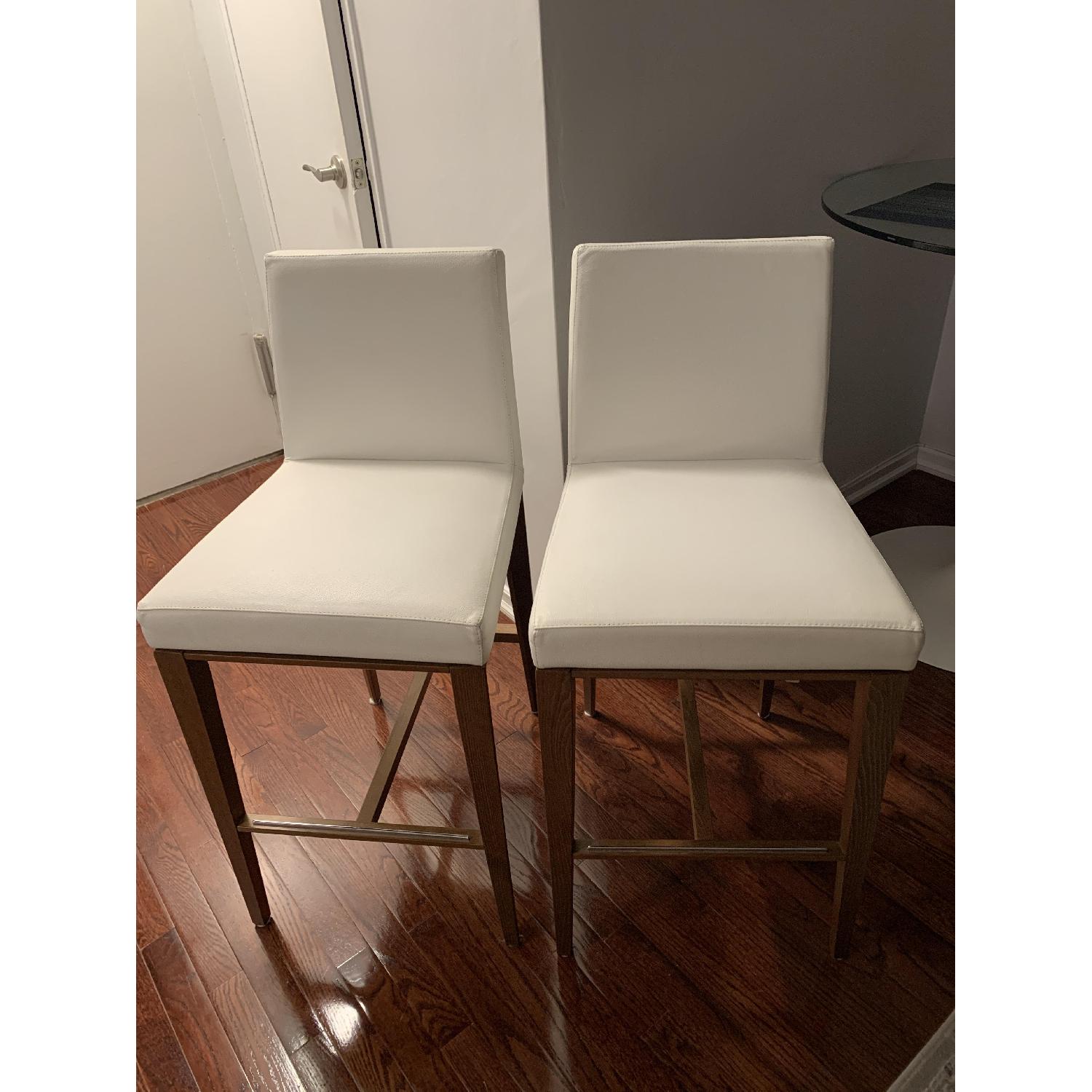 Calligaris Bess White Leather Counter Chairs - image-1