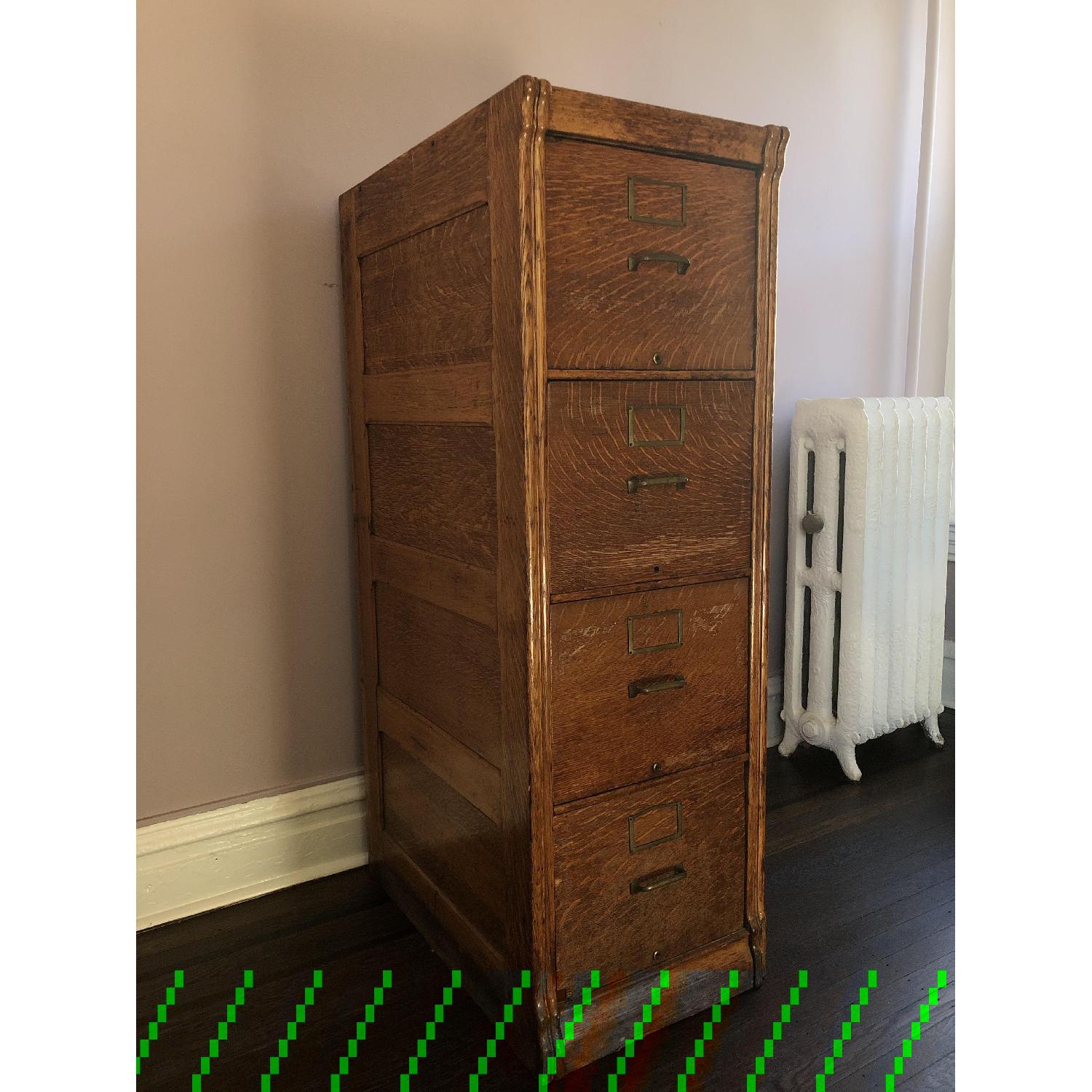 Antique Oak File Cabinet - image-1