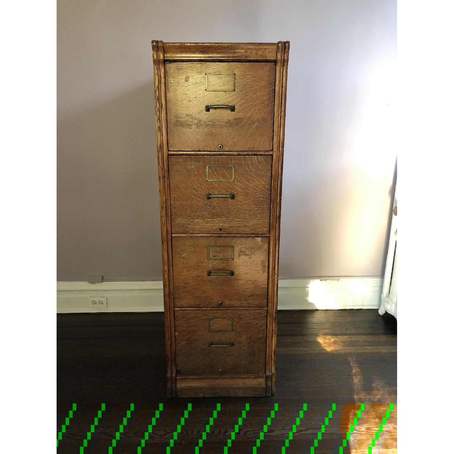 Antique Oak File Cabinet - image-9