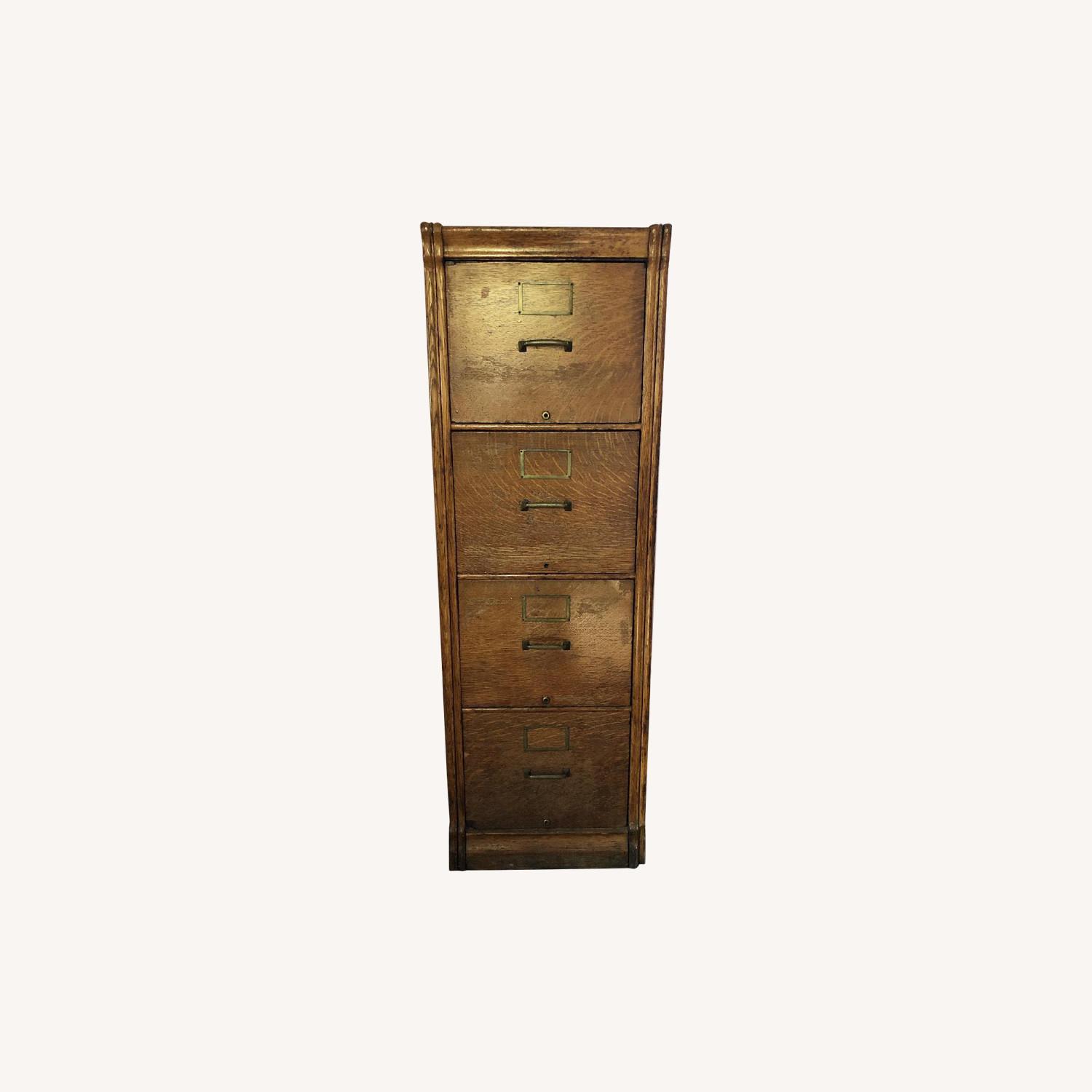 Antique Oak File Cabinet - image-0
