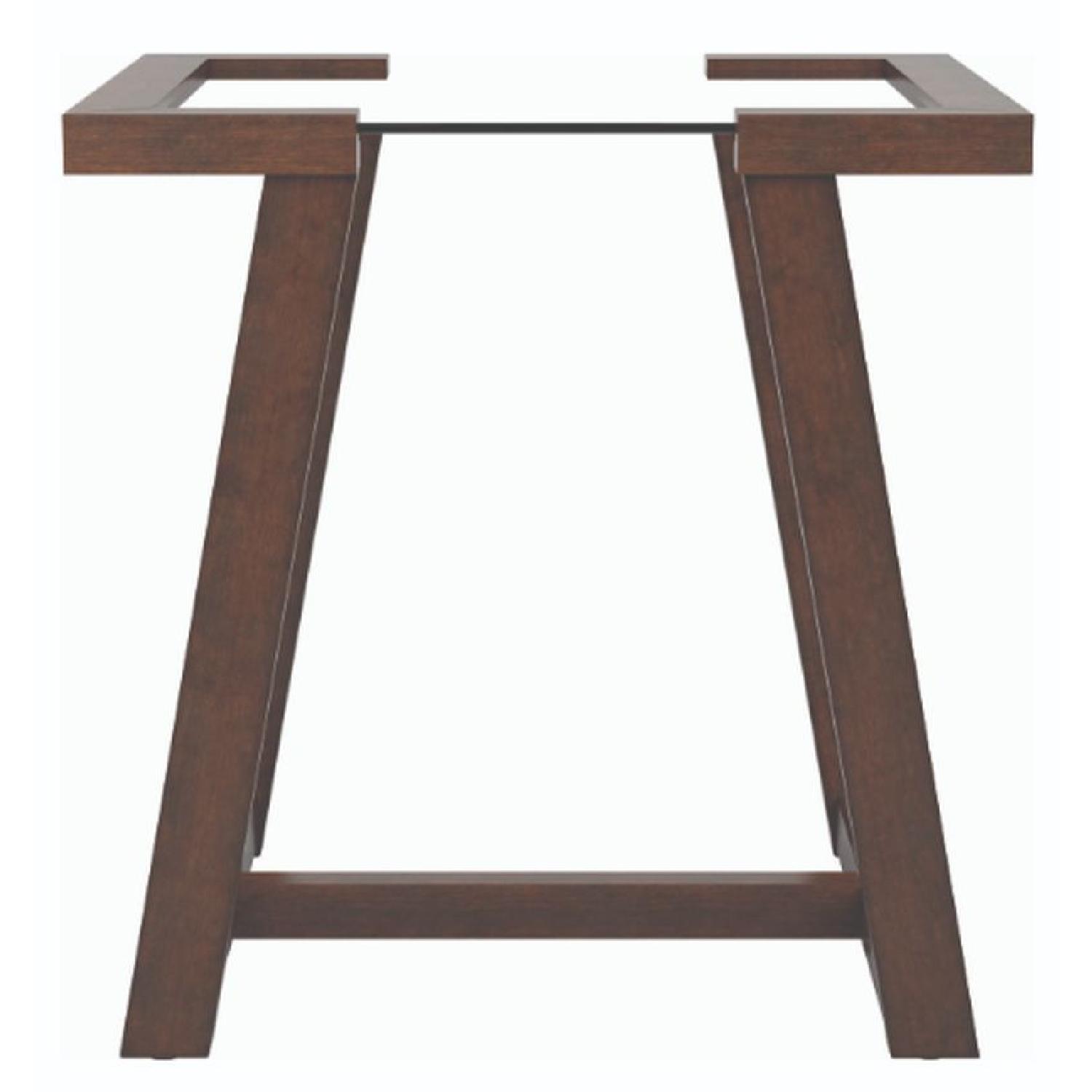 Modern Glass Top End Table w/ Symmetrical Wood Base AptDeco