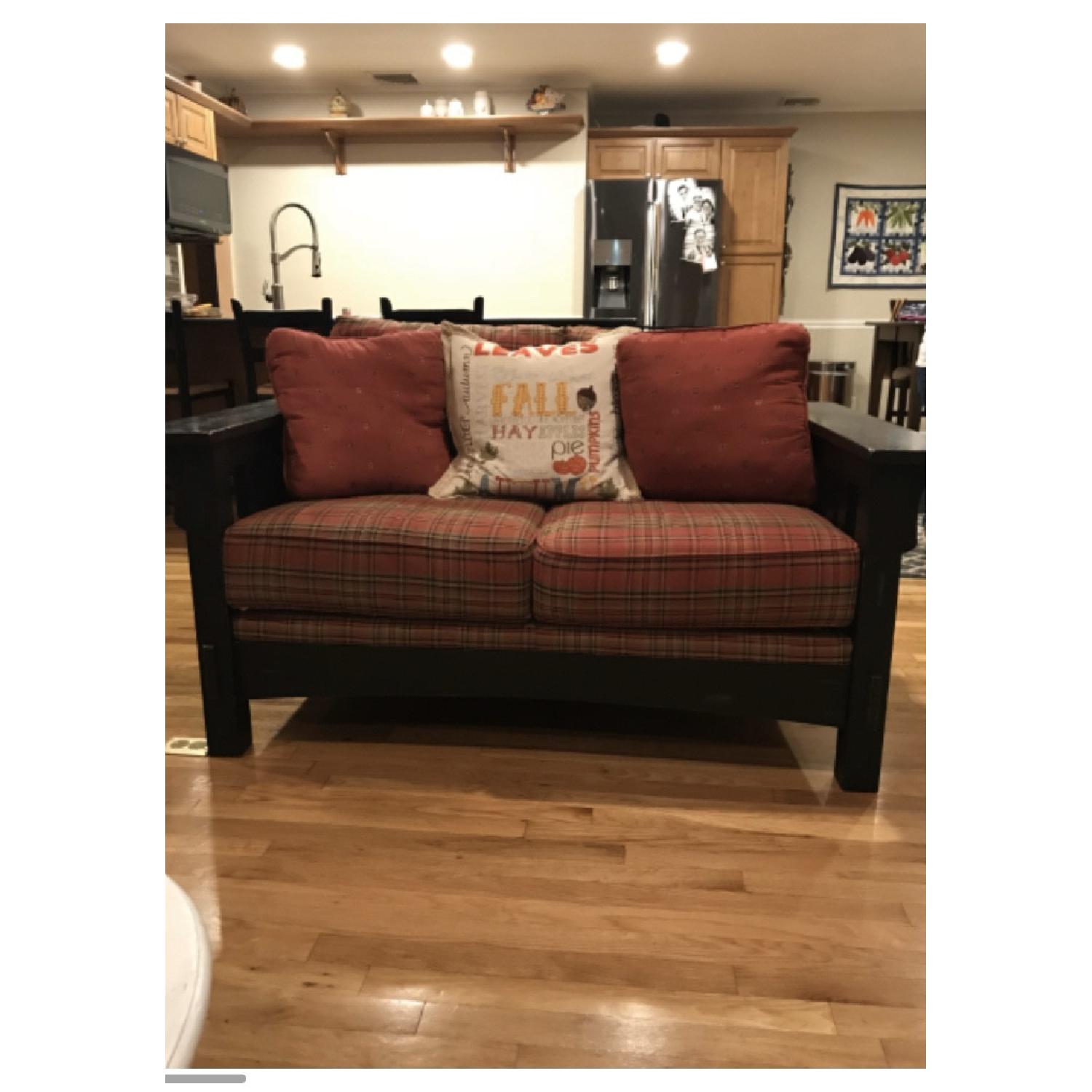 Broyhill Furniture Plaid Upholstered Loveseat AptDeco