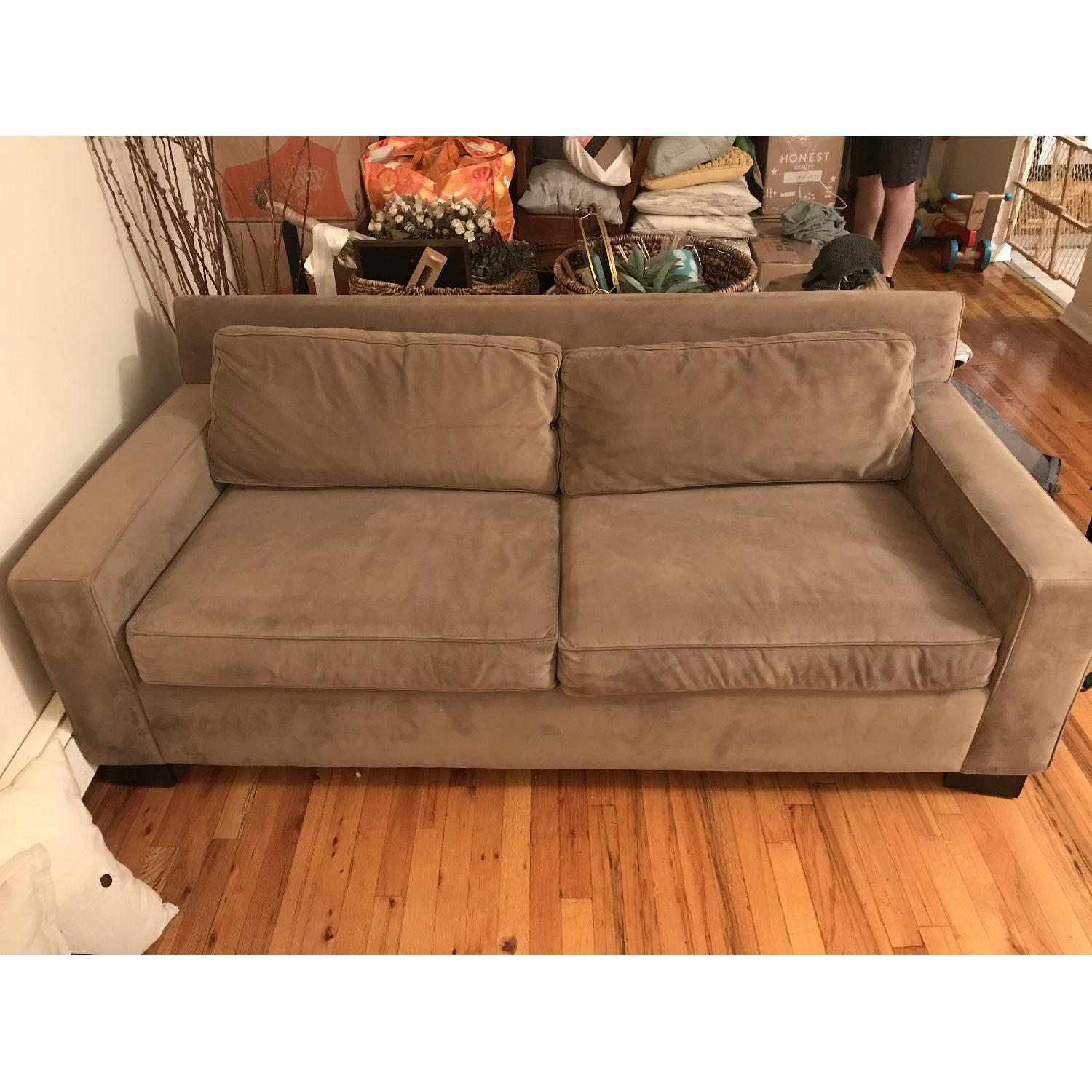 West Elm Sleeper Sofa in Forrest Suede - image-1