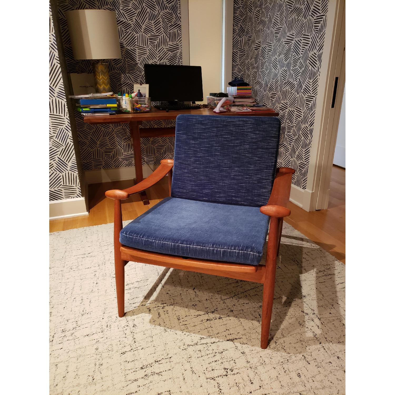 France & Daverkosen Finn Juhl Spade Chairs in Blue Mohair - image-2