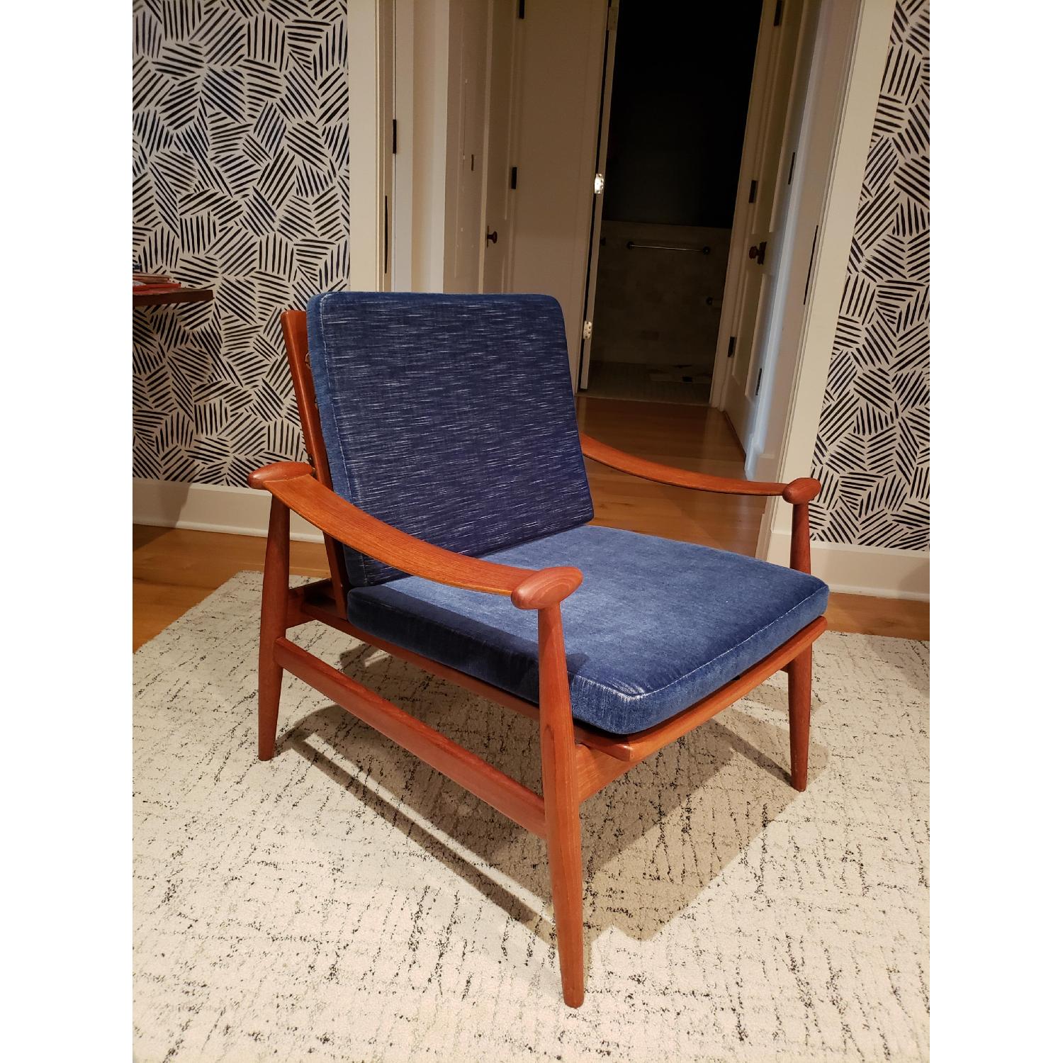 France & Daverkosen Finn Juhl Spade Chairs in Blue Mohair - image-4