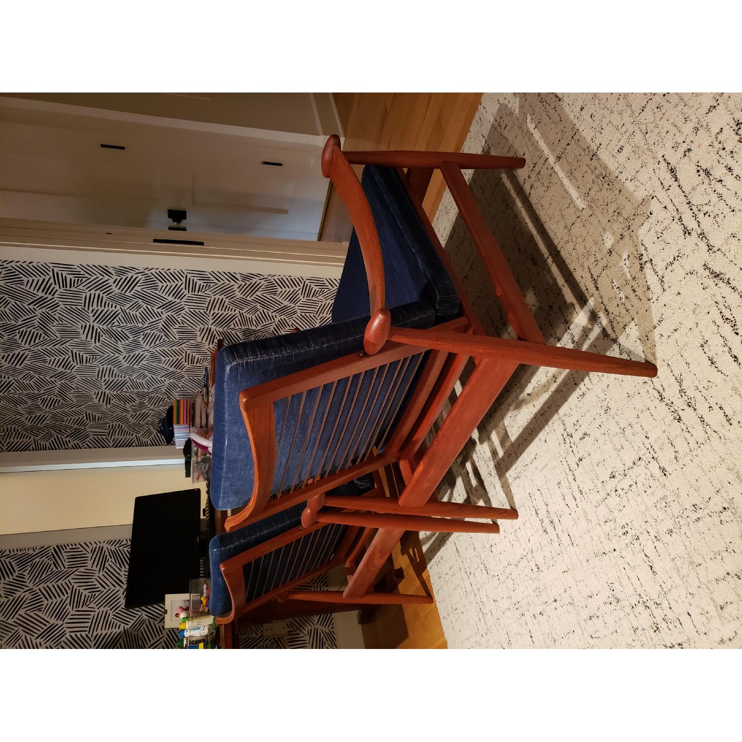 France & Daverkosen Finn Juhl Spade Chairs in Blue Mohair - image-1