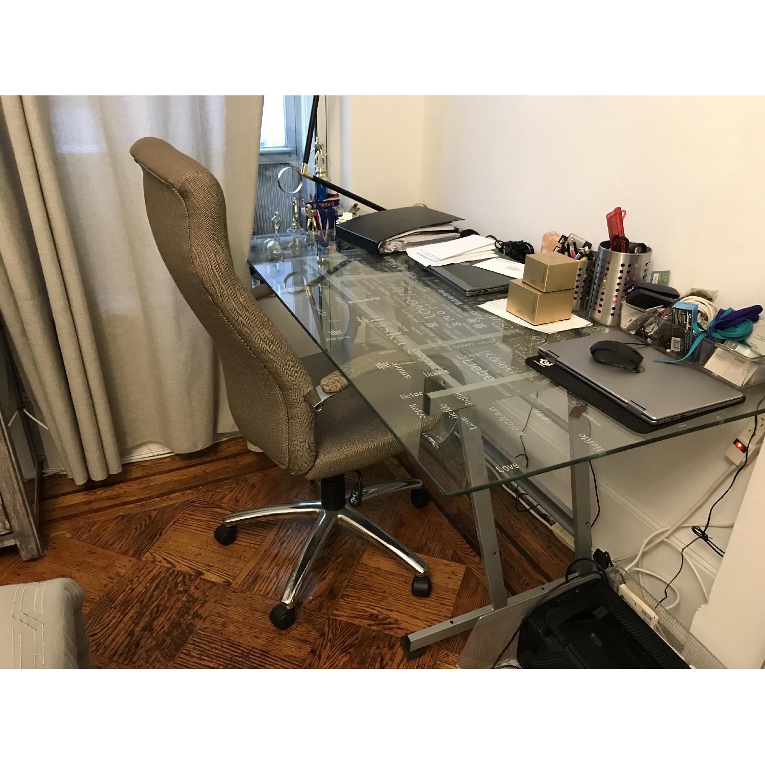 Ikea Glass Top Desk w/ Wheels - image-3