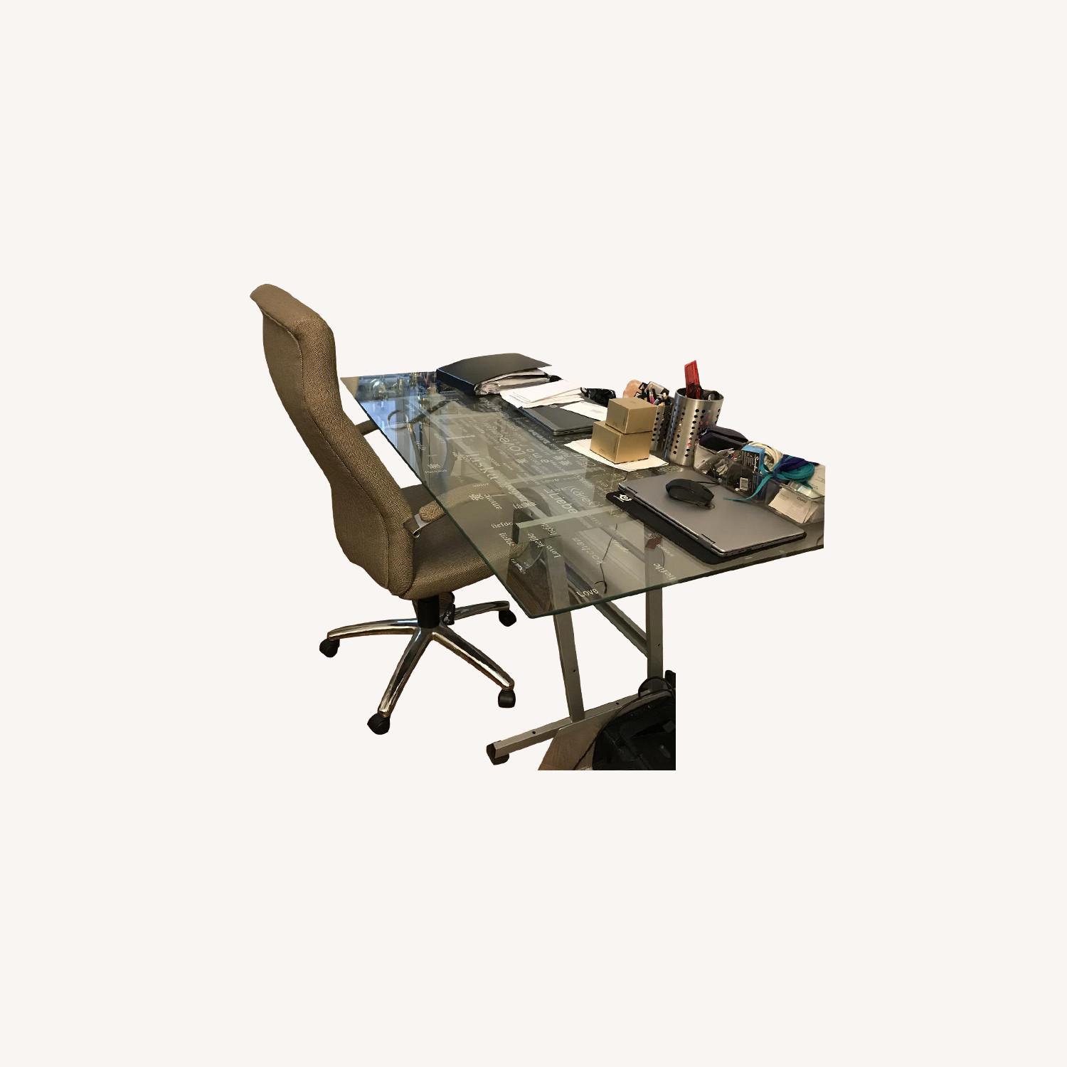 Ikea Glass Top Desk w/ Wheels - image-0