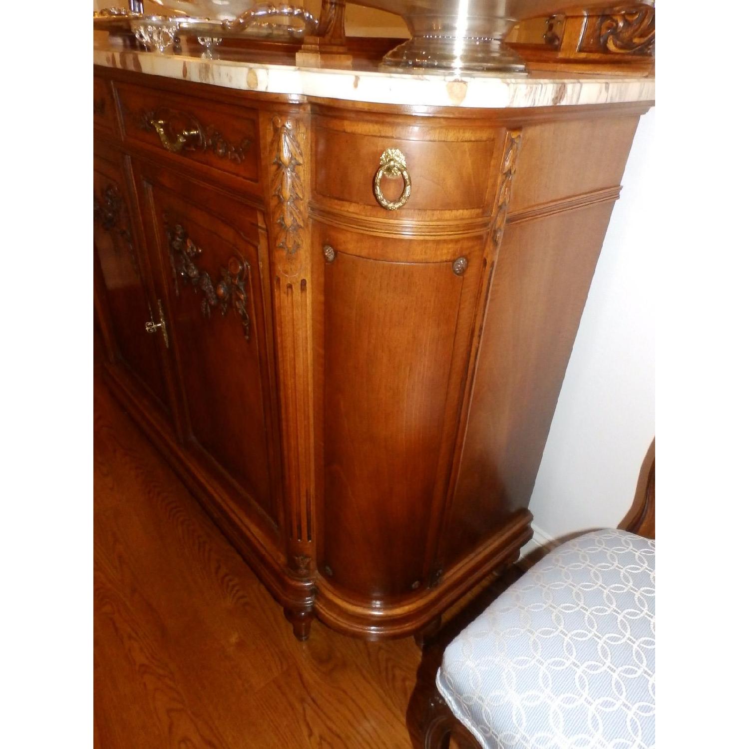 Antique French Marble Top Carved Buffet/Sideboard w/ Hutch - image-6