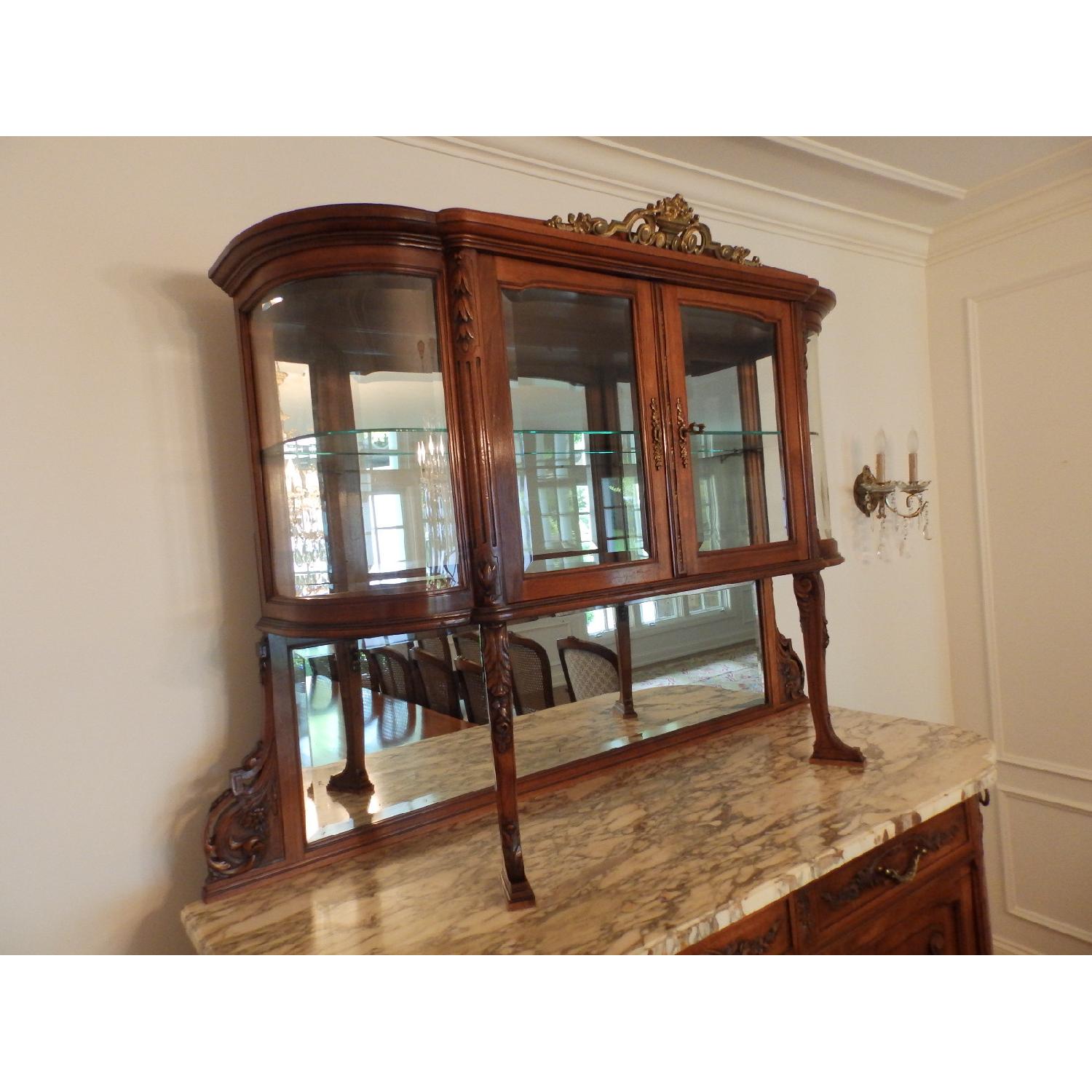 Antique French Marble Top Carved Buffet/Sideboard w/ Hutch - image-5