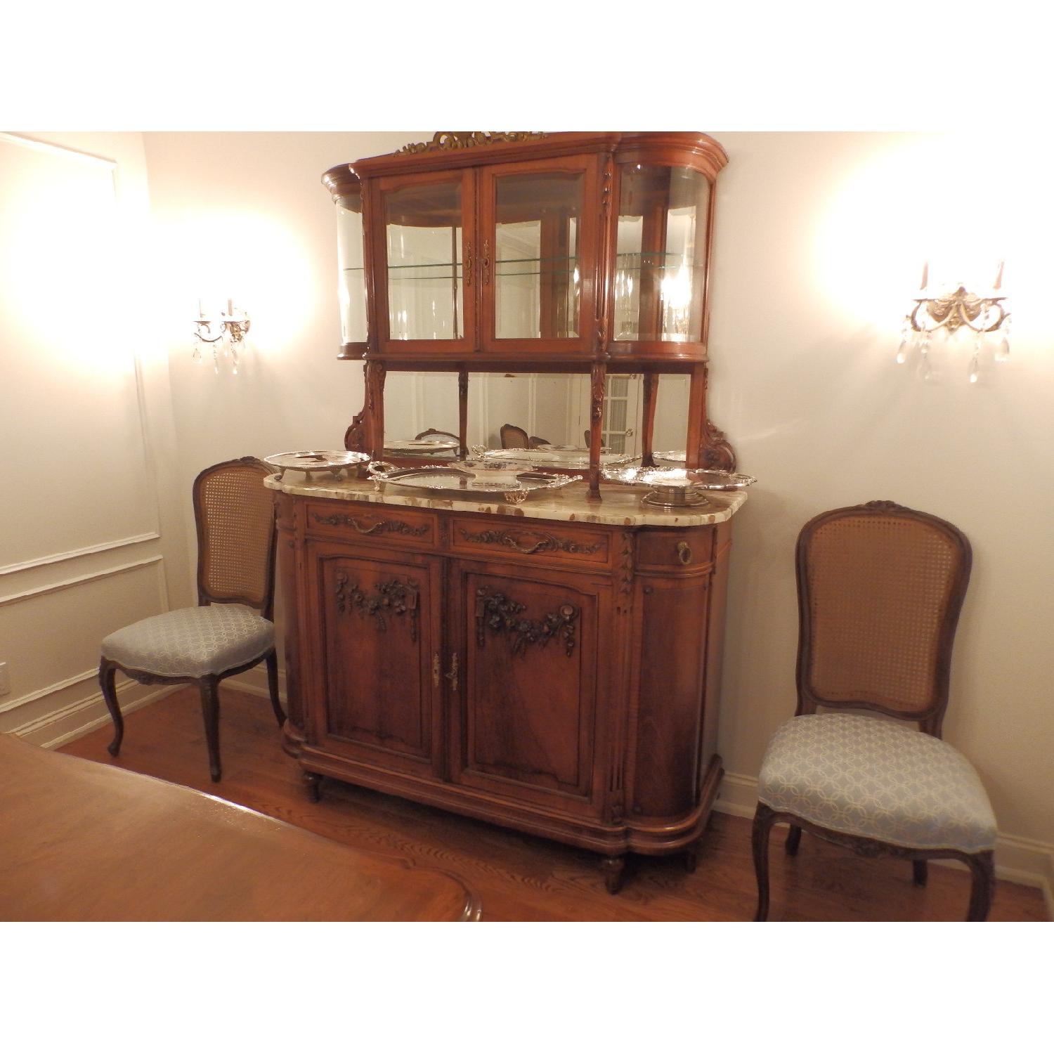 Antique French Marble Top Carved Buffet/Sideboard w/ Hutch - image-9