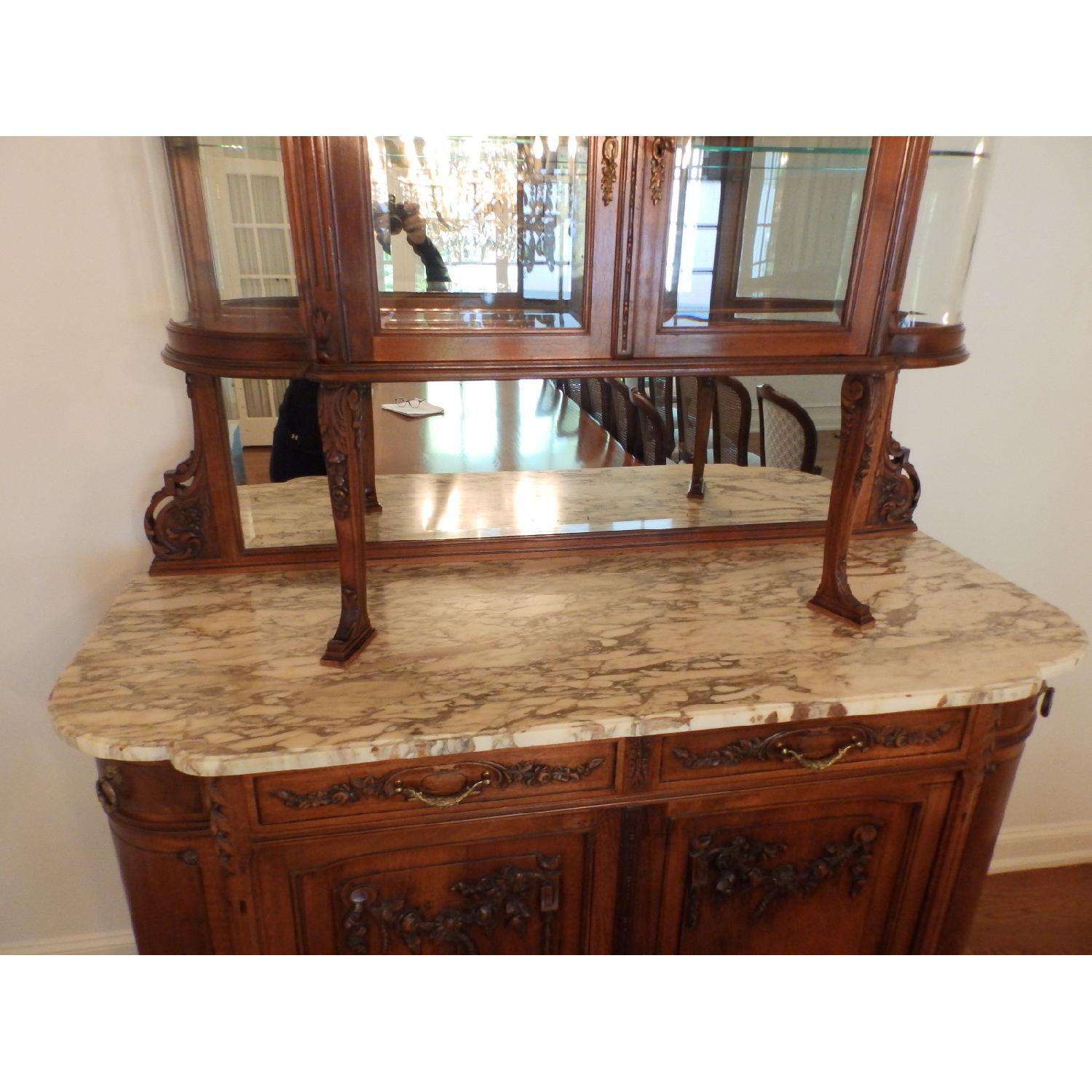 Antique French Marble Top Carved Buffet/Sideboard w/ Hutch - image-12