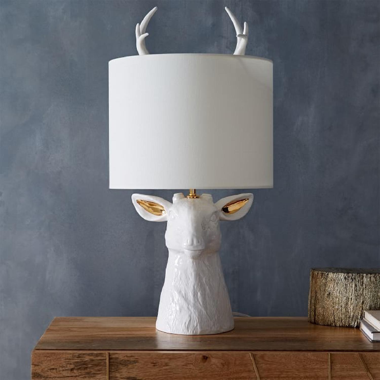 West Elm Ceramic Nature Stag Table Lamp - image-4