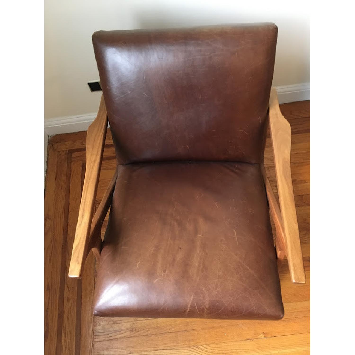 Crate & Barrel Cavett Leather Wood Frame Chair - image-4