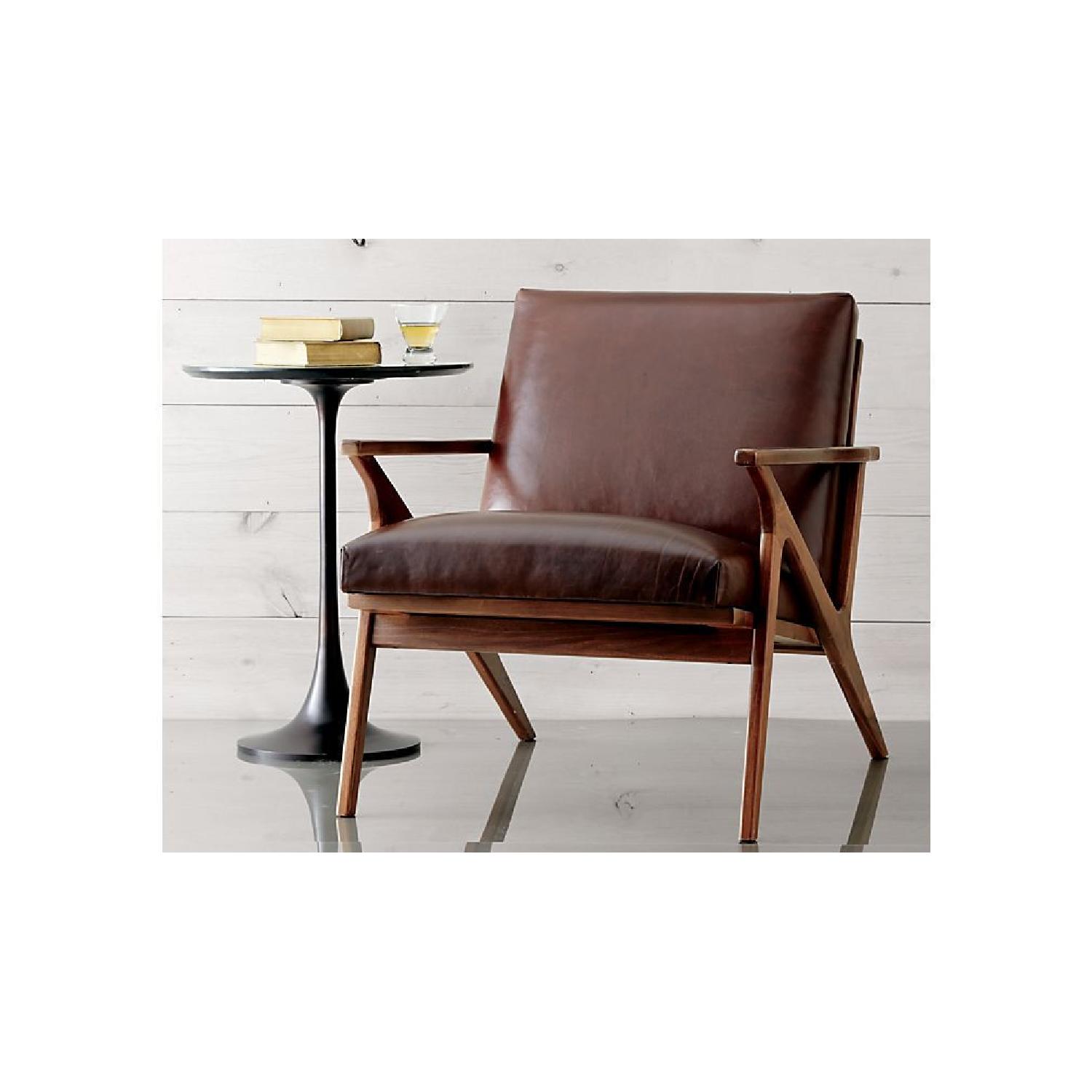 Crate & Barrel Cavett Leather Wood Frame Chair - image-6