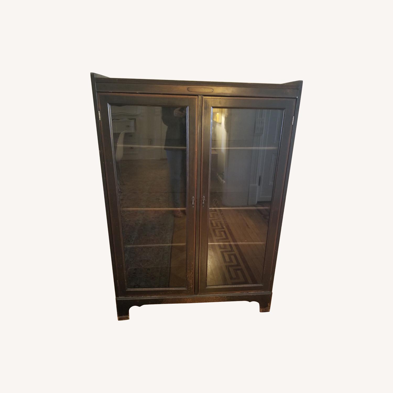 Vintage Wood & Glass Bookcase AptDeco