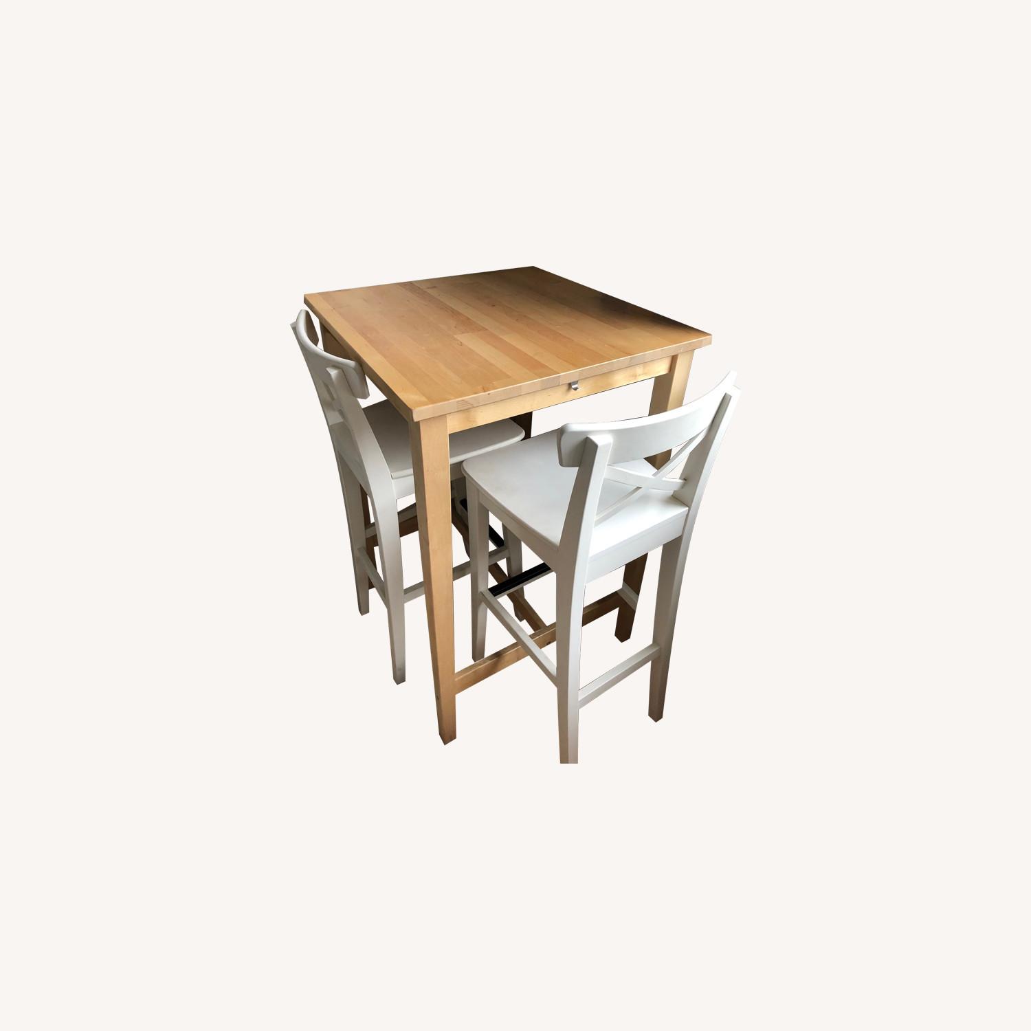 Ikea Square Bar Height Table w/ 2 Stools - image-0