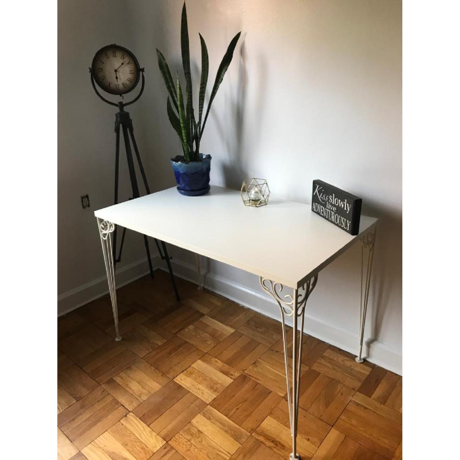 Ikea White Metal Table/Desk/Vanity - image-1