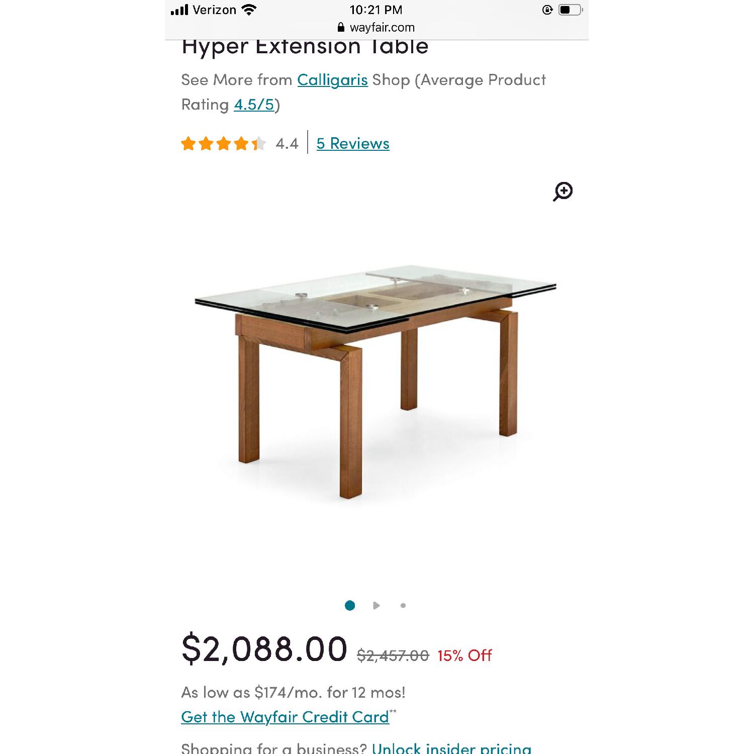 Calligaris Hyper Extendable Table w/ Walnut Base - image-2