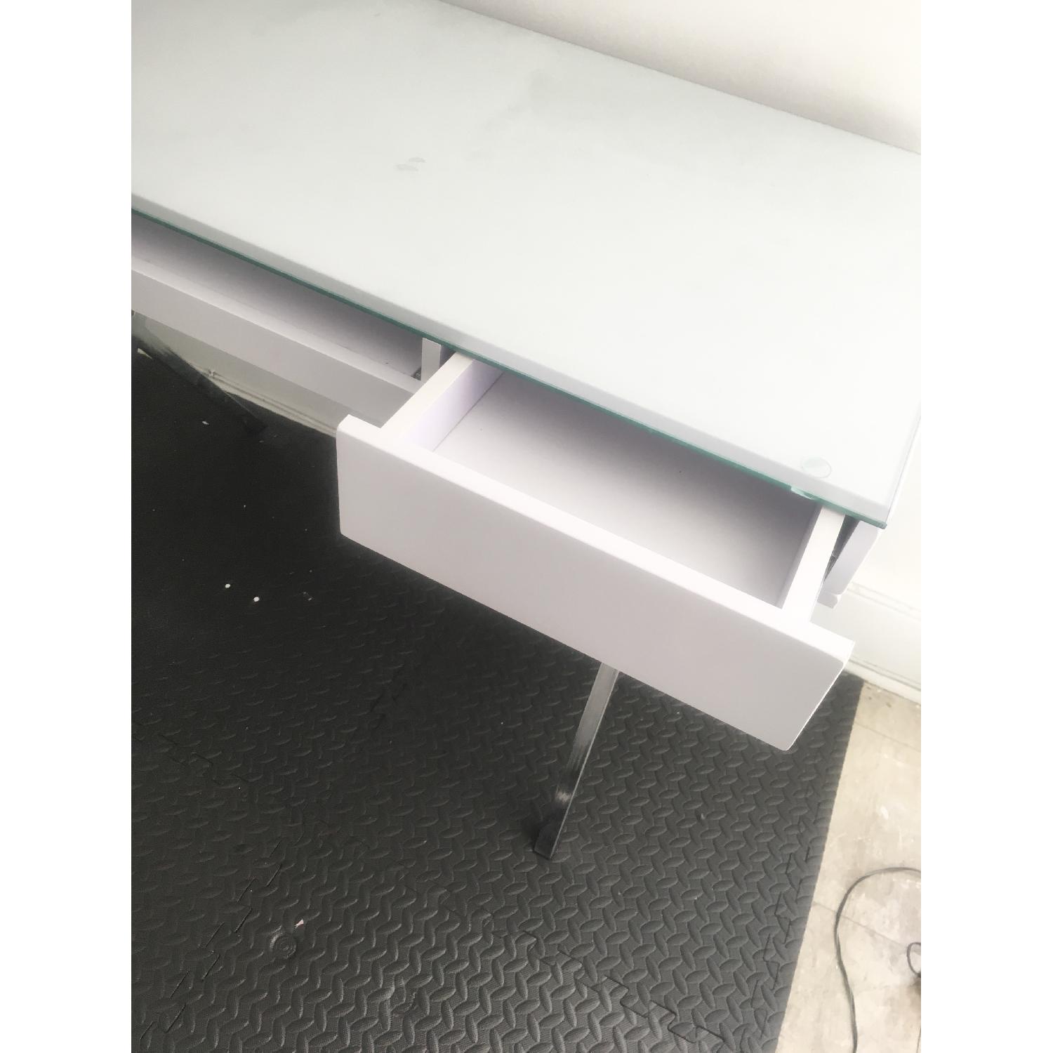 Kings Furniture White Office Desk w/ Custom Glass Table Top AptDeco