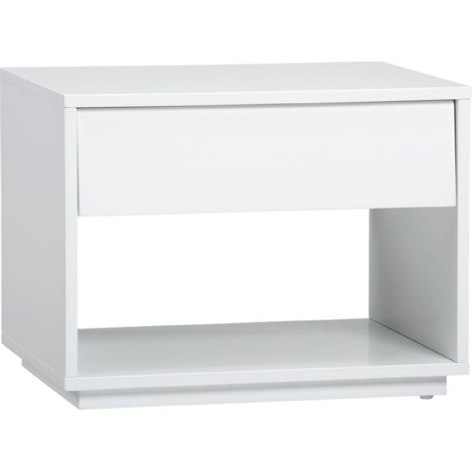 CB2 Modern White Gloss Nightstand AptDeco