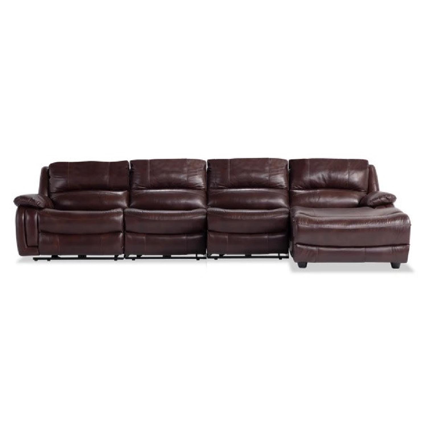 Bob's Titan Leather 4 Piece Reclining Sectional Sofa AptDeco
