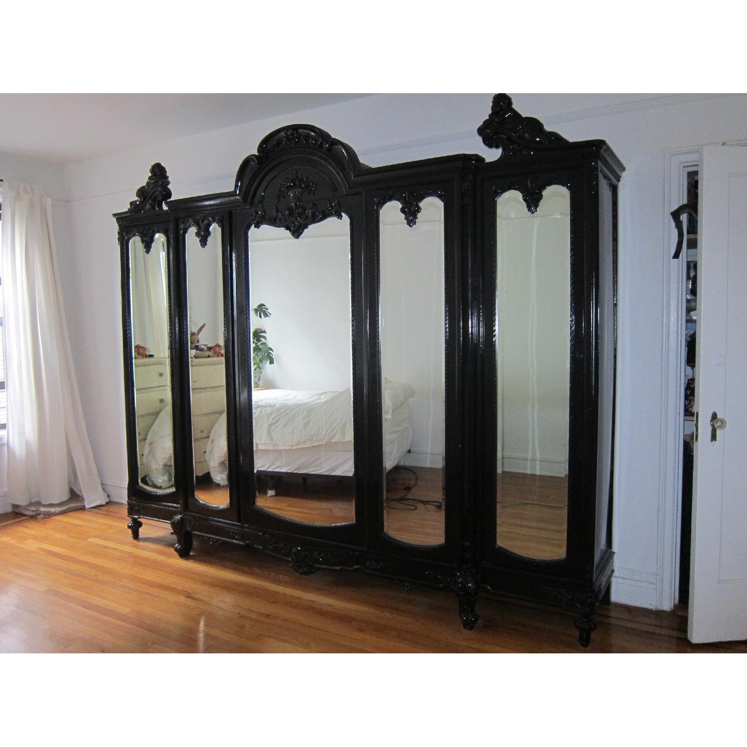 Louis XV French Black Lacquer Armoire/Wardrobe - image-1