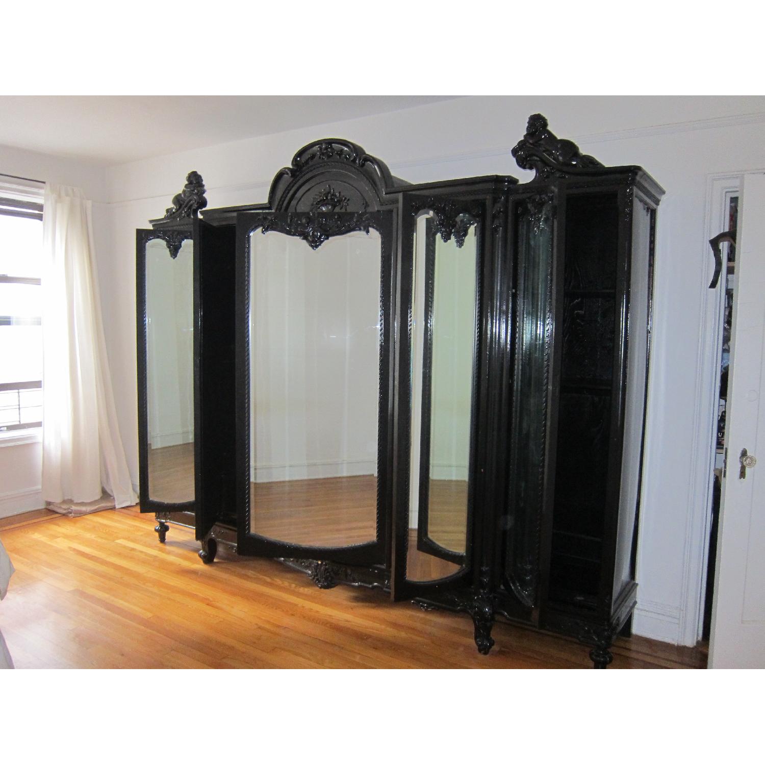 Louis XV French Black Lacquer Armoire/Wardrobe - image-3