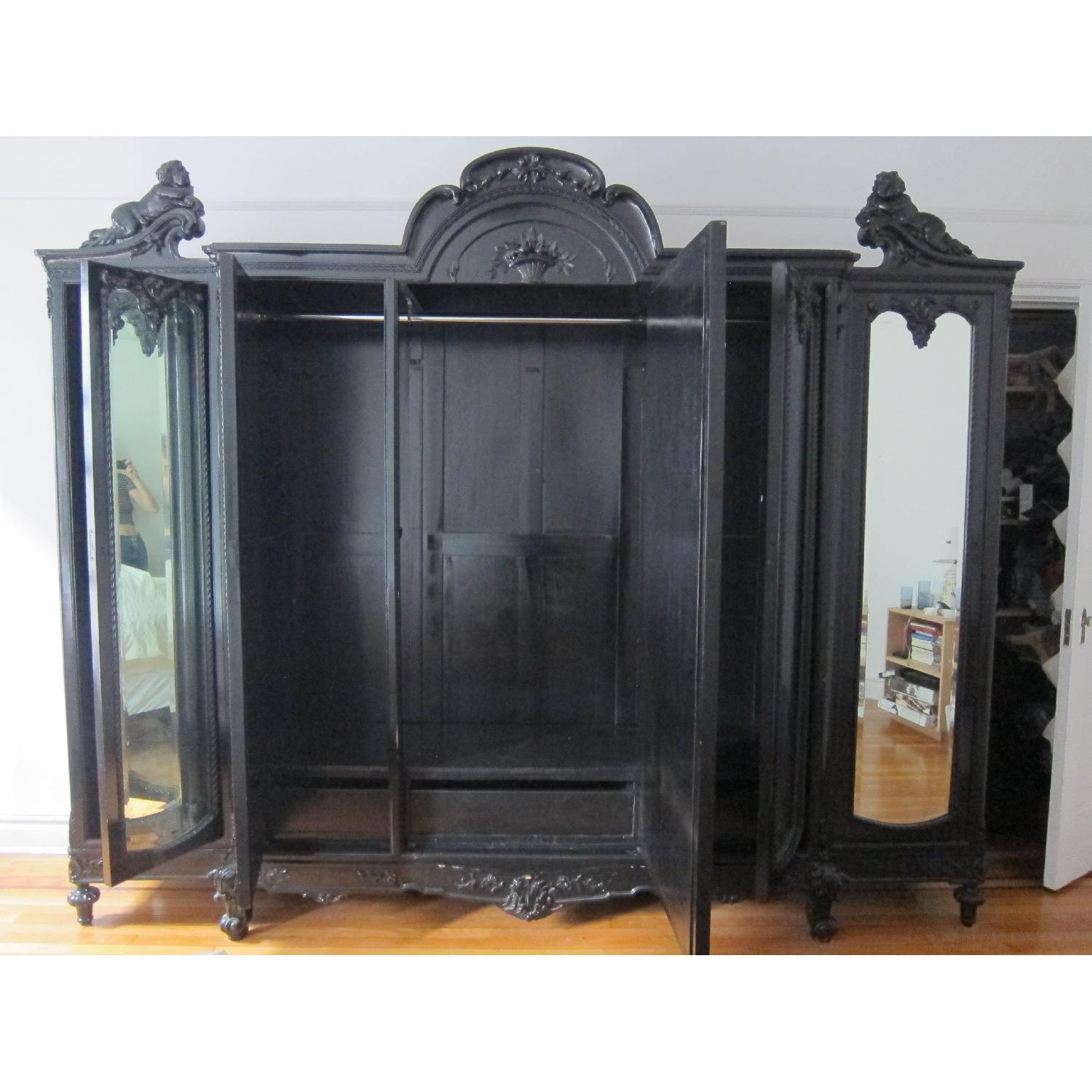 Louis XV French Black Lacquer Armoire/Wardrobe - image-8