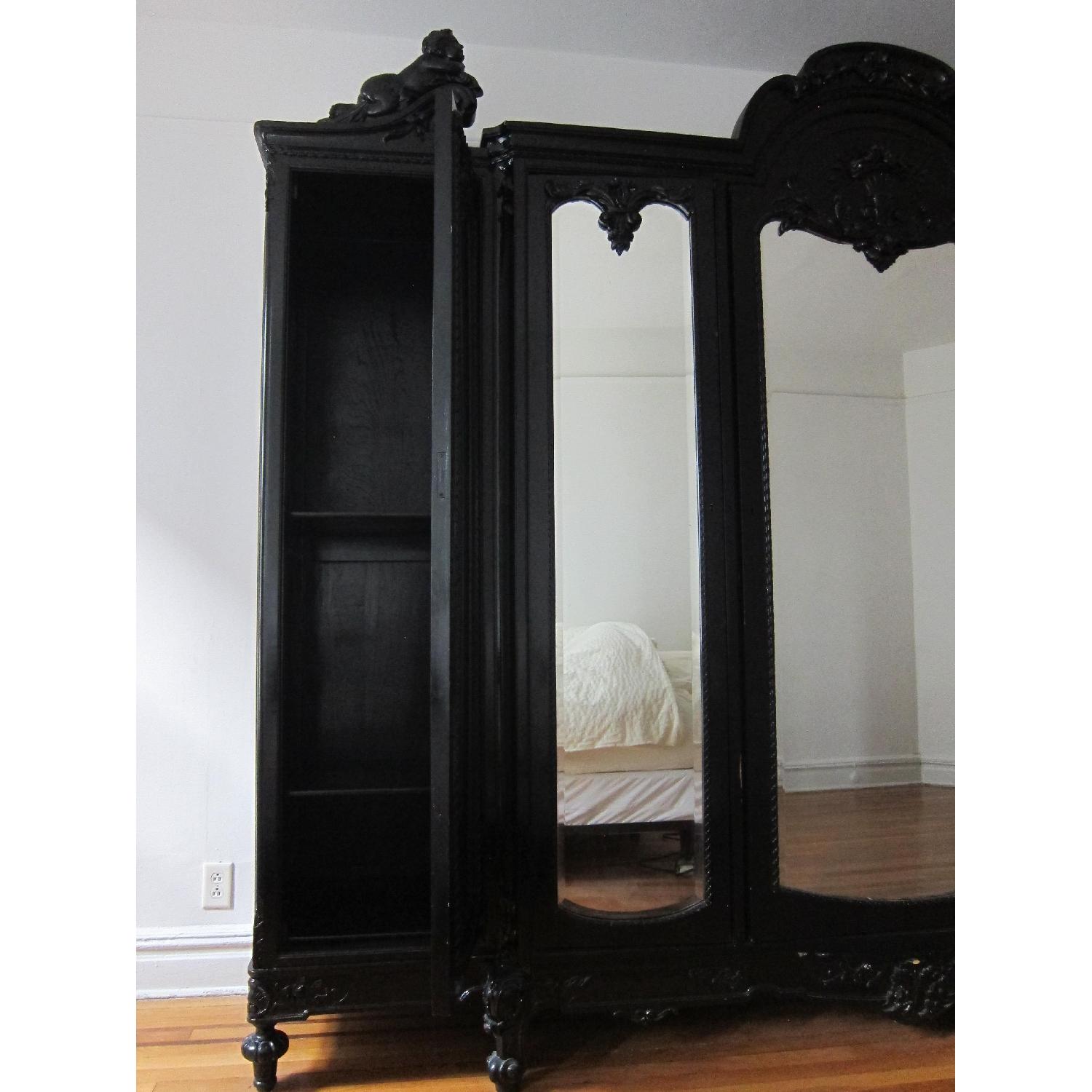 Louis XV French Black Lacquer Armoire/Wardrobe - image-7