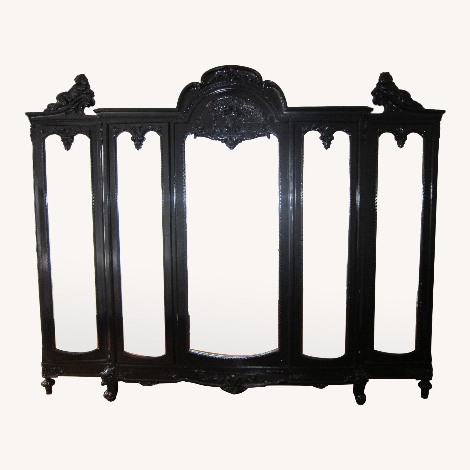 Louis XV French Black Lacquer Armoire/Wardrobe - image-0