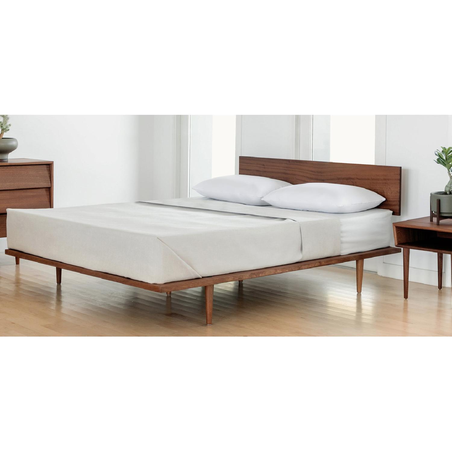 Modernica Solid Wood Queen Bed Frame in Walnut - image-1