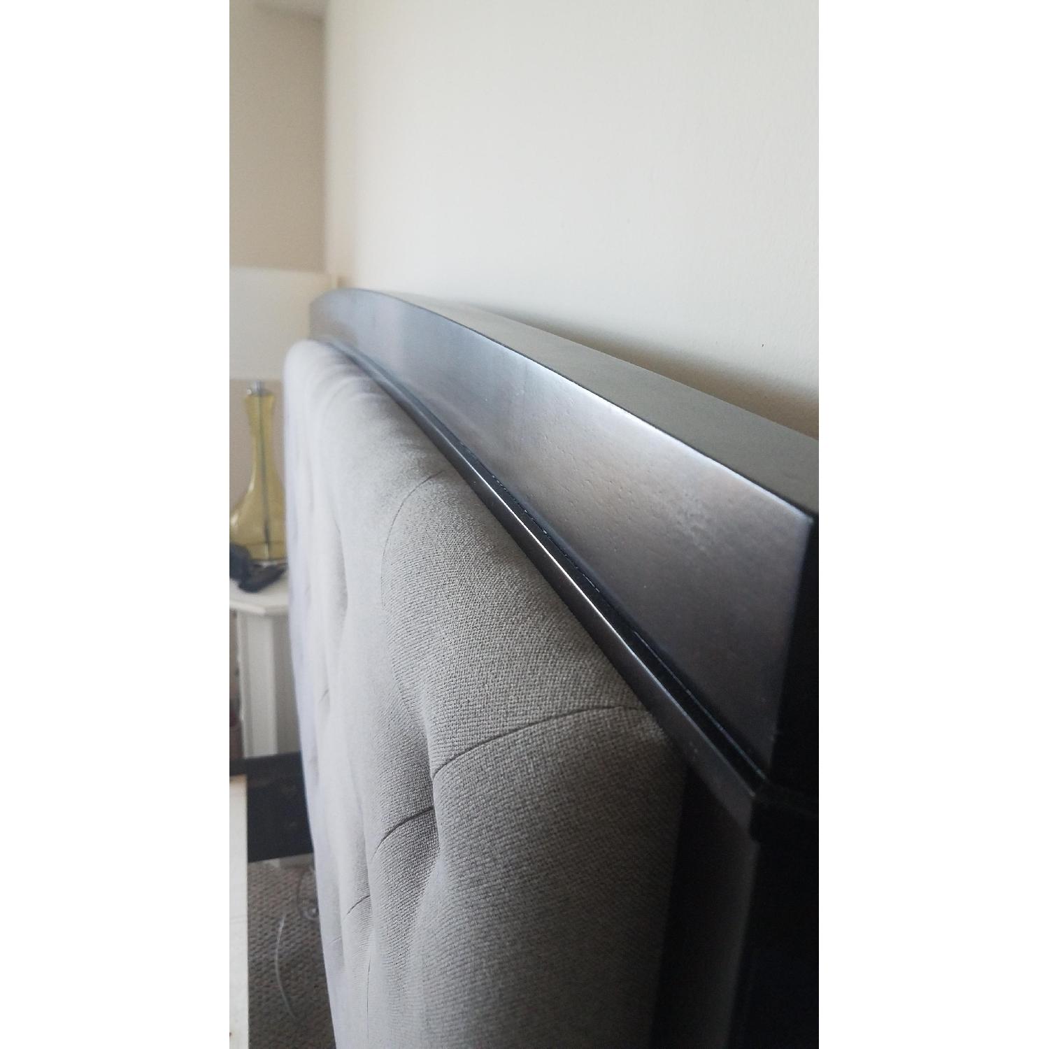 Raymour & Flanigan Merlot Wood Bed w/ Tufted Headboard - image-1