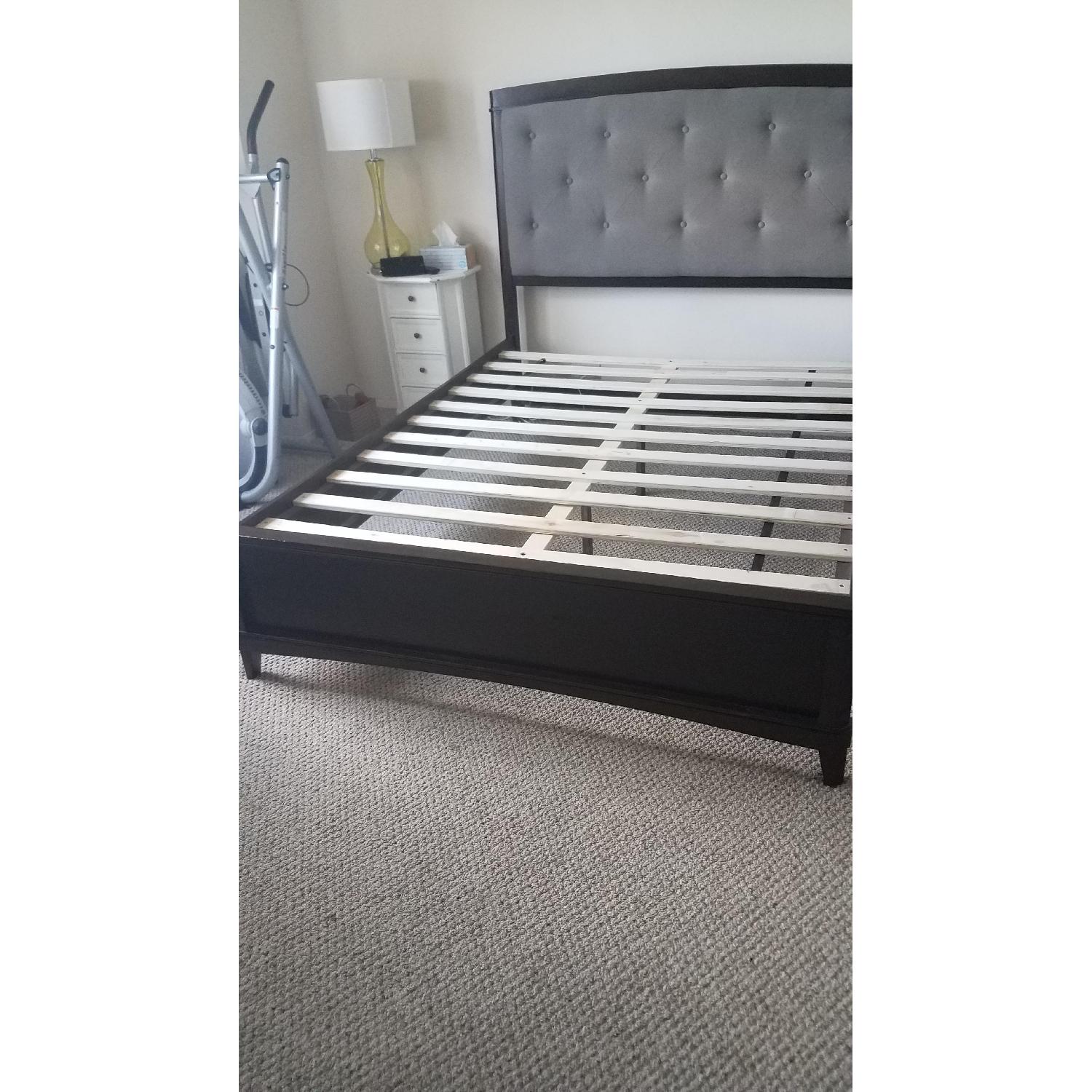 Raymour & Flanigan Merlot Wood Bed w/ Tufted Headboard - image-3