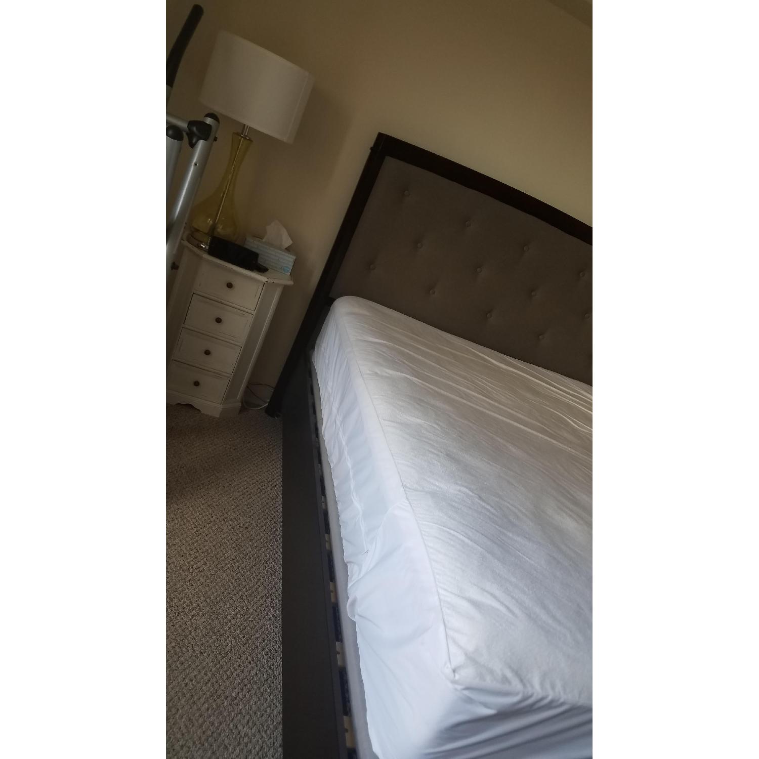 Raymour & Flanigan Merlot Wood Bed w/ Tufted Headboard - image-5